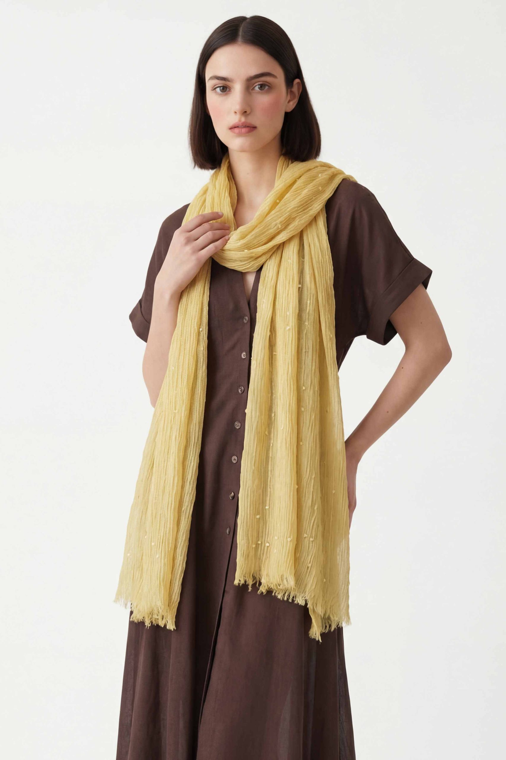 Yellow Women Scarf-443382102 - Image 2