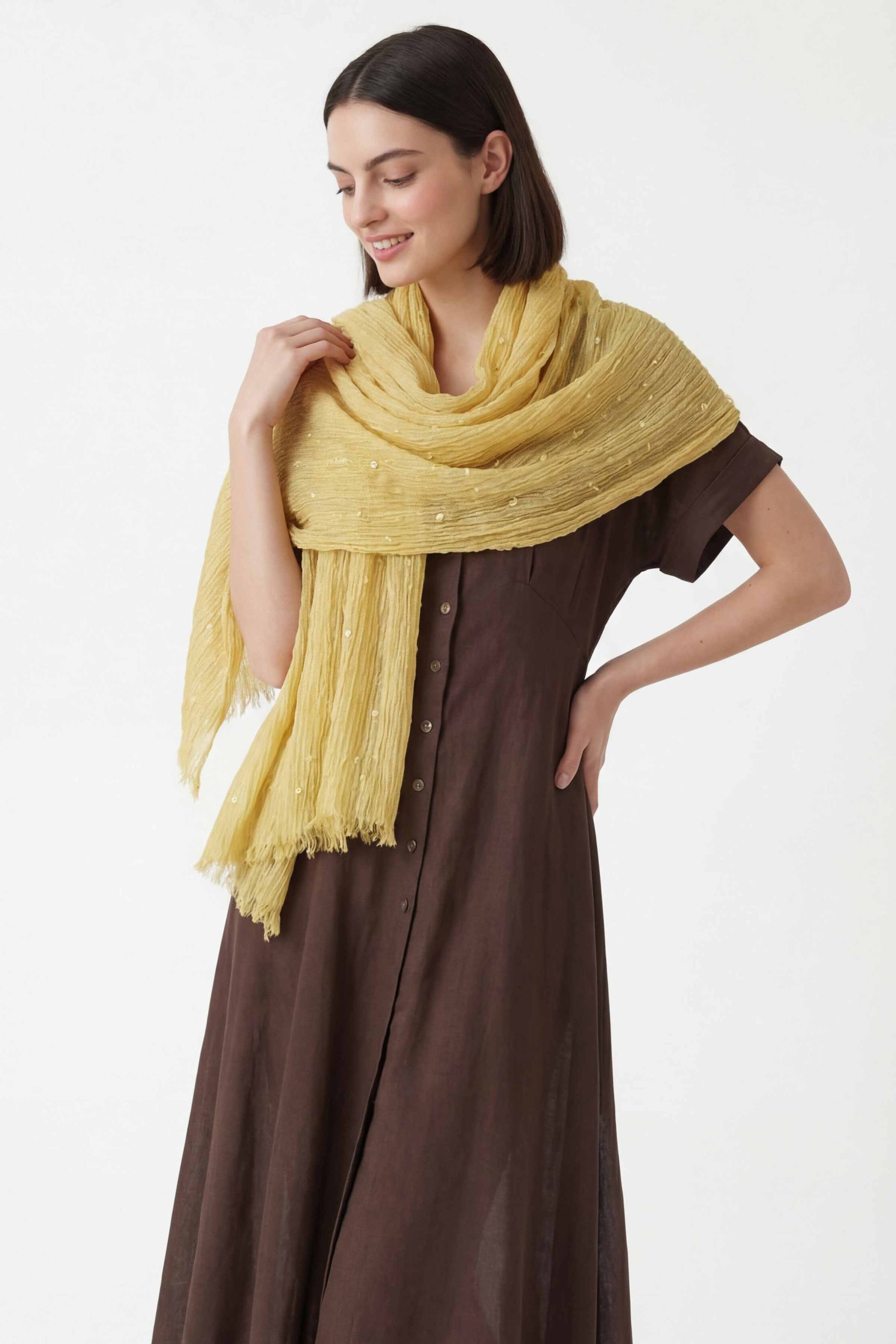 Yellow Women Scarf-443382102 - Image 3