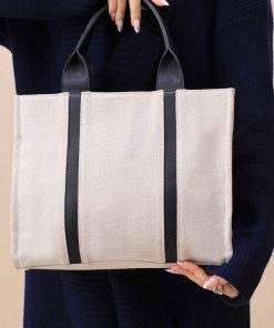 Beige & Black Tote Bag-444702103