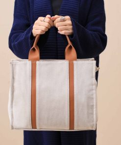 Beige & Brown Tote Bag-444702113