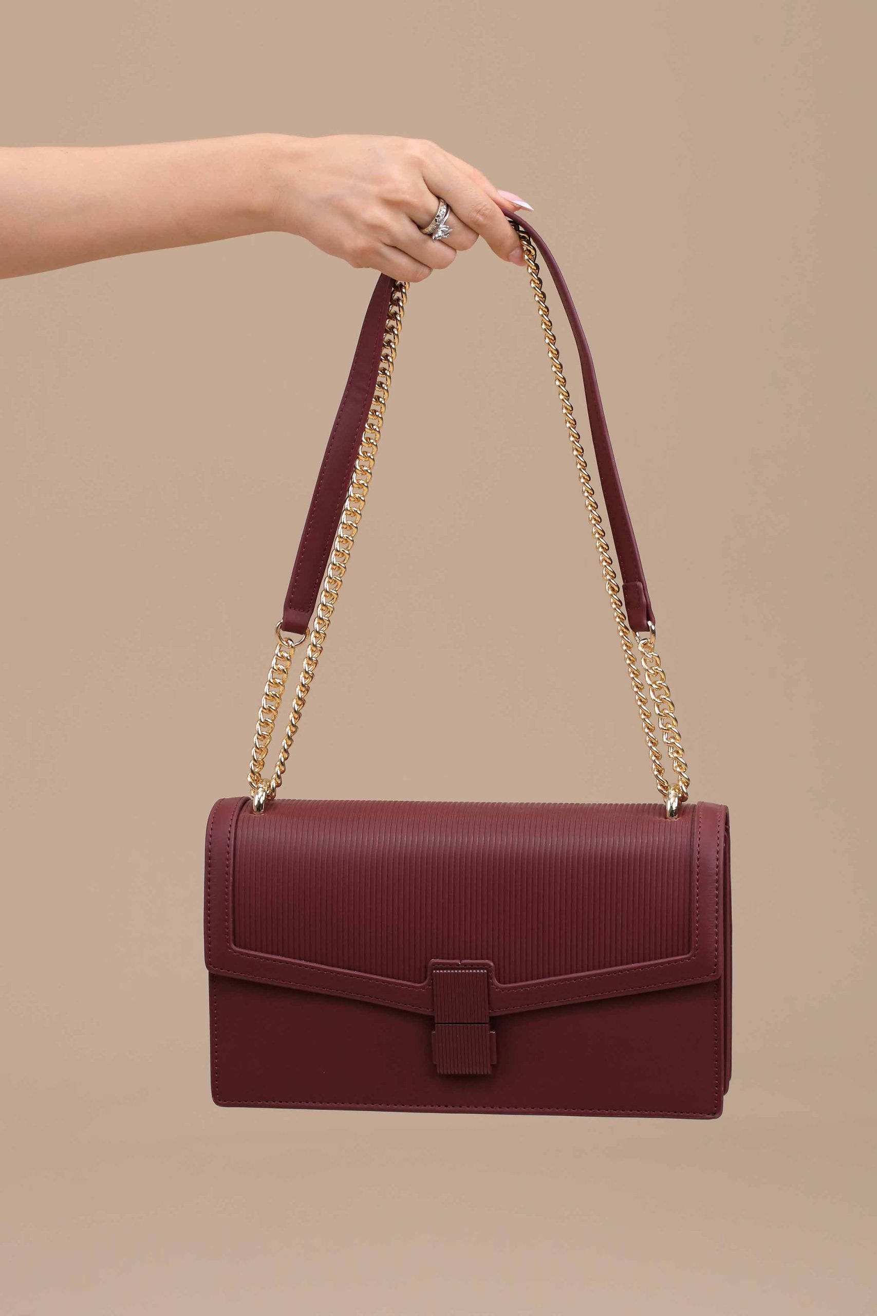 Wine Red Shoulder Bag-445642101 - Image 5