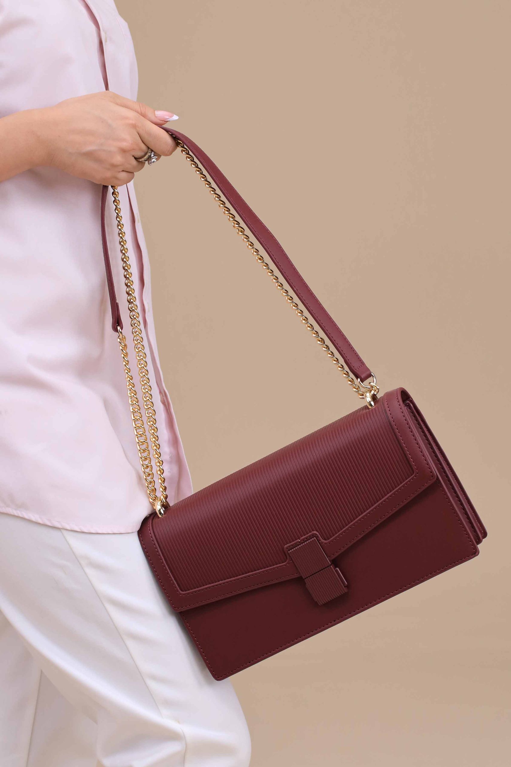 Wine Red Shoulder Bag-445642101 - Image 2