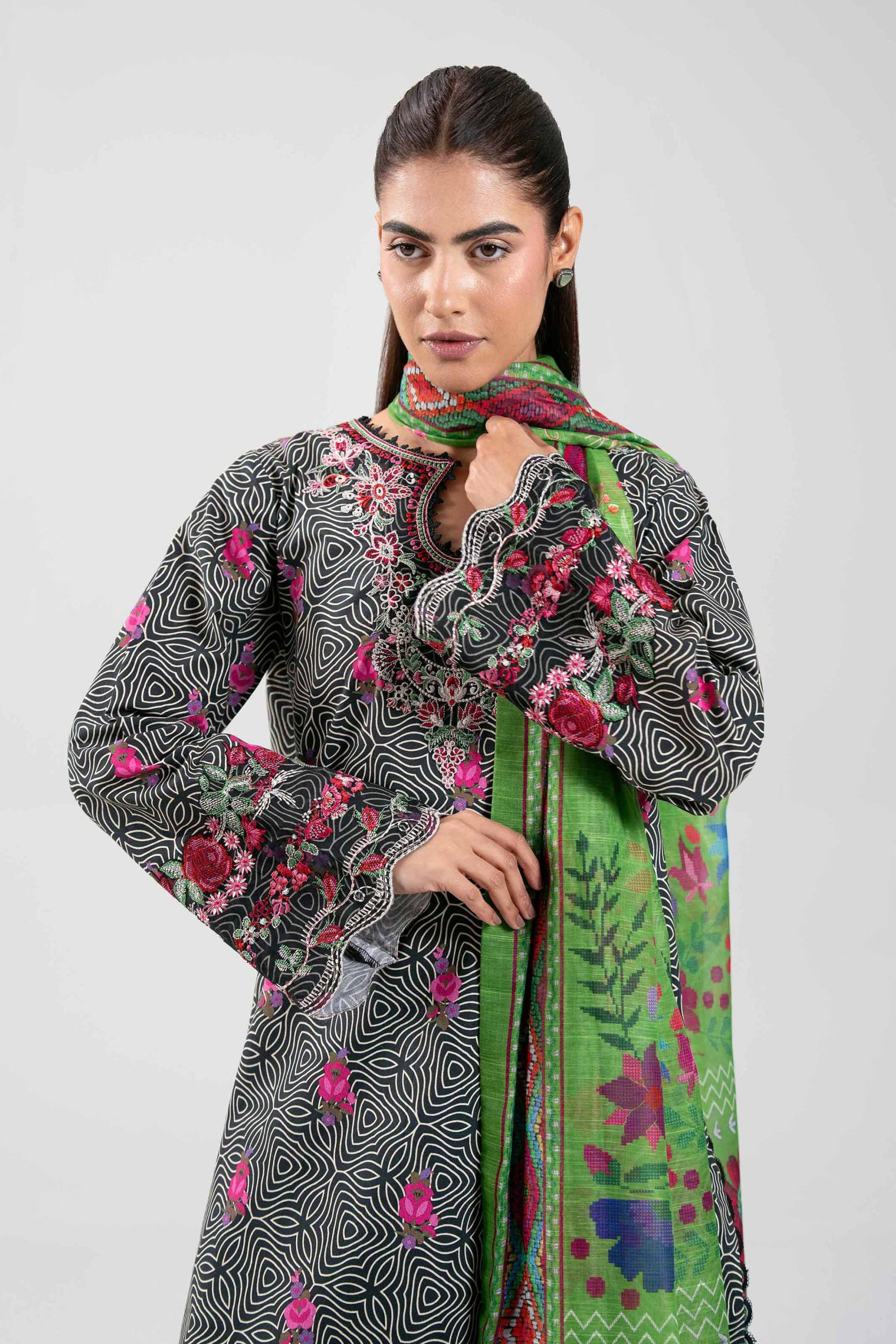 3 Piece - Digital Printed Embroidered Suit - 42502862 - Image 4