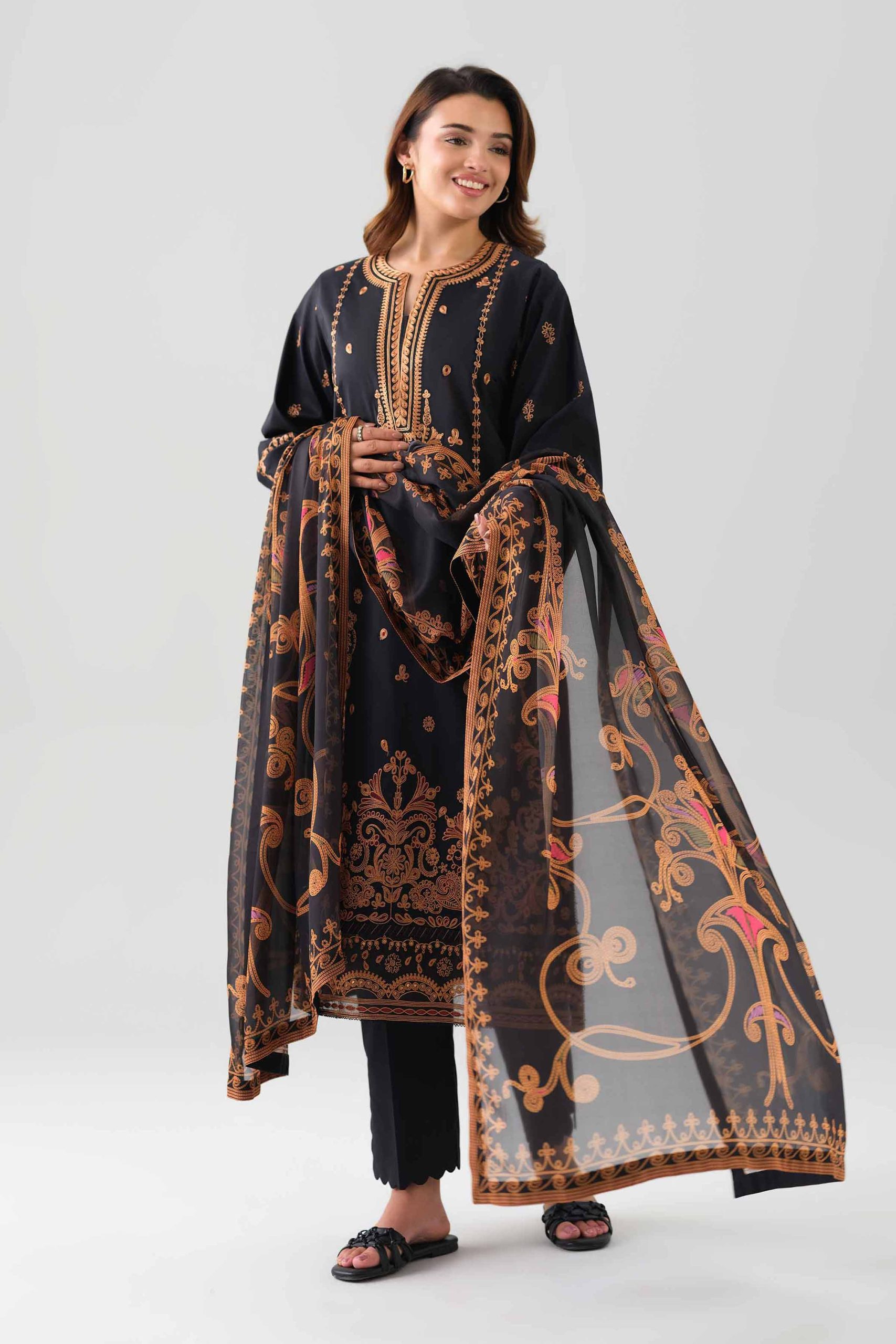 3 Piece - Digital Printed Embroidered Suit - 42601071 - Image 4