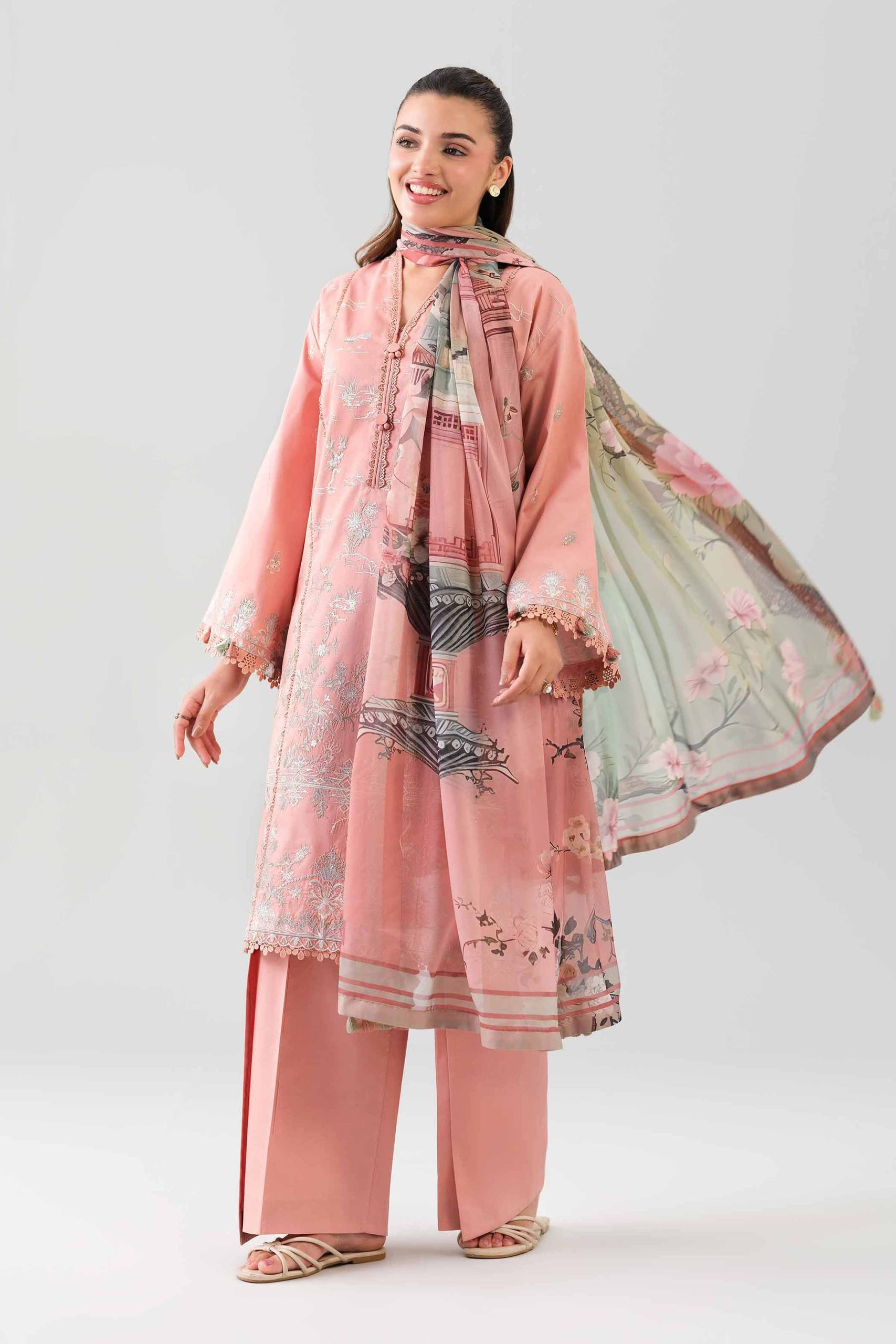 3 Piece - Digital Printed Embroidered Suit - 42601079 - Image 4
