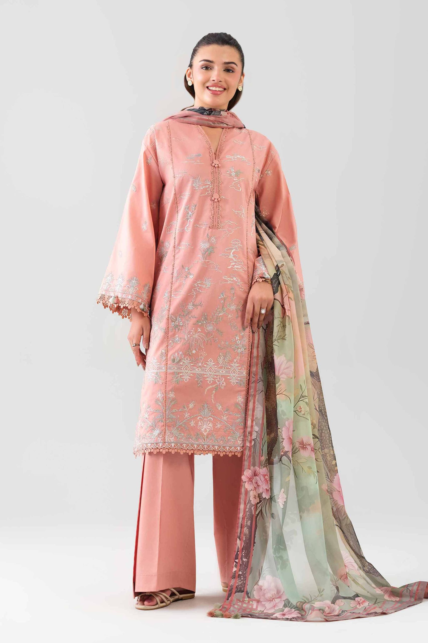 3 Piece - Digital Printed Embroidered Suit - 42601079