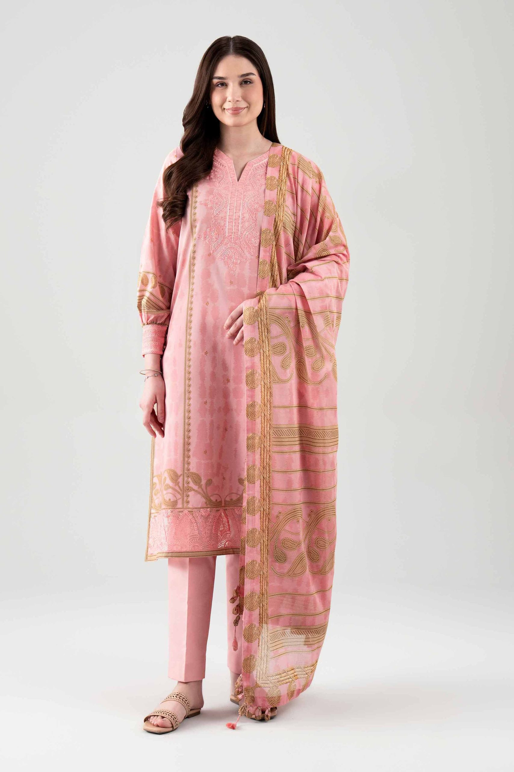 3 Piece - Digital Printed Embroidered Suit - 42601106