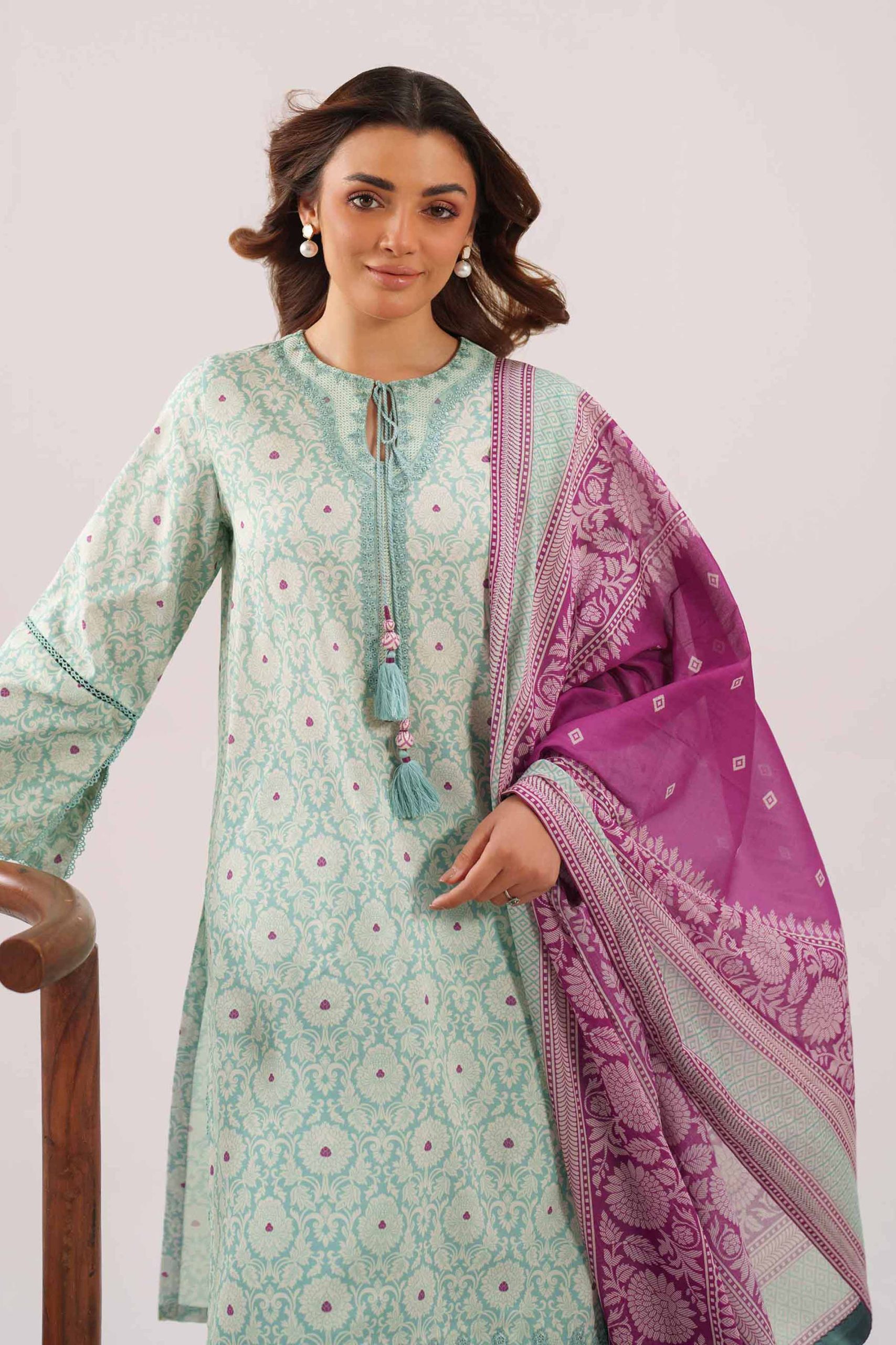 3 Piece - Printed Embroidered Suit - 42601162 - Image 2