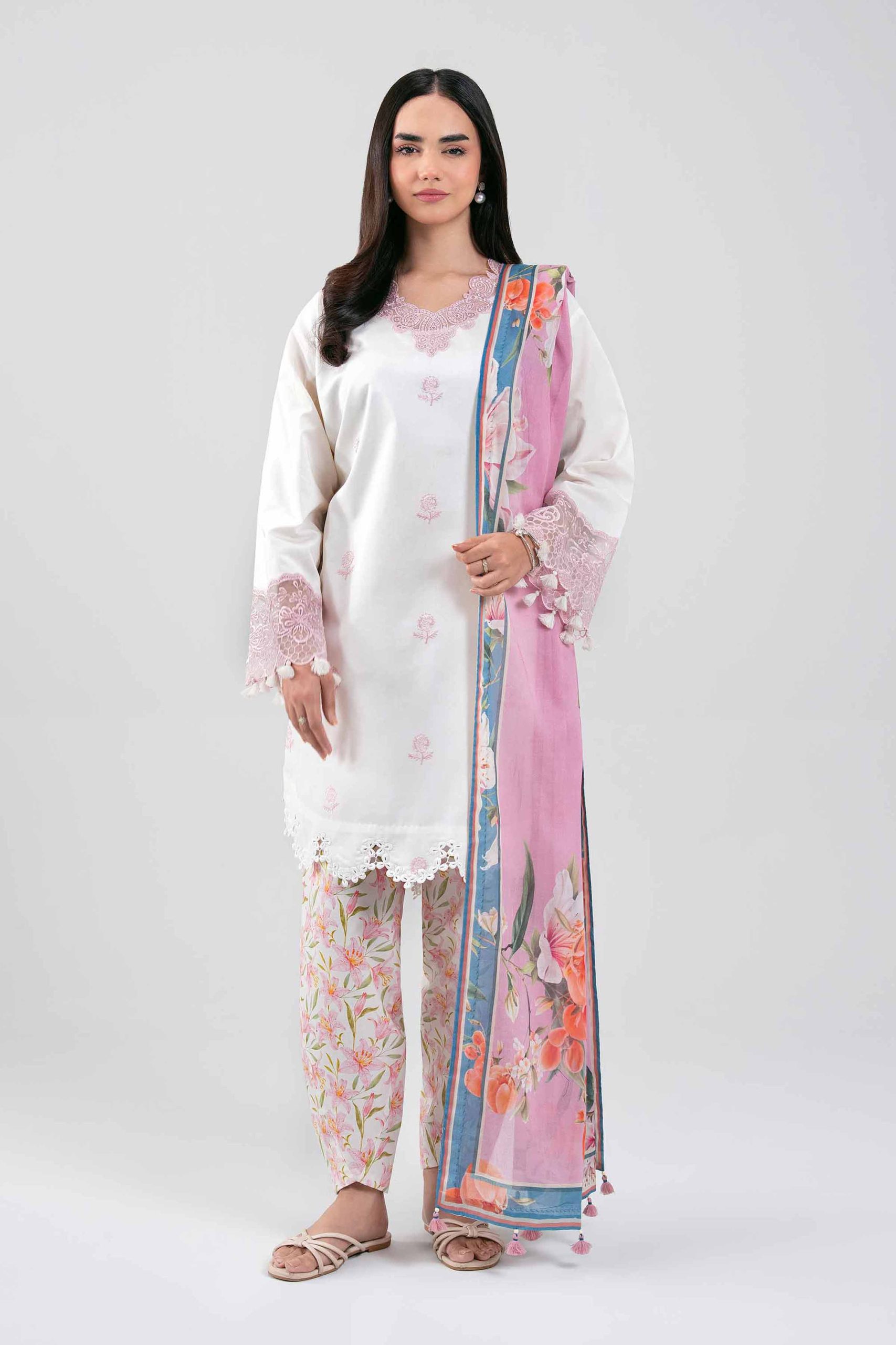3 Piece - Digital Printed Embroidered Suit - 42601195