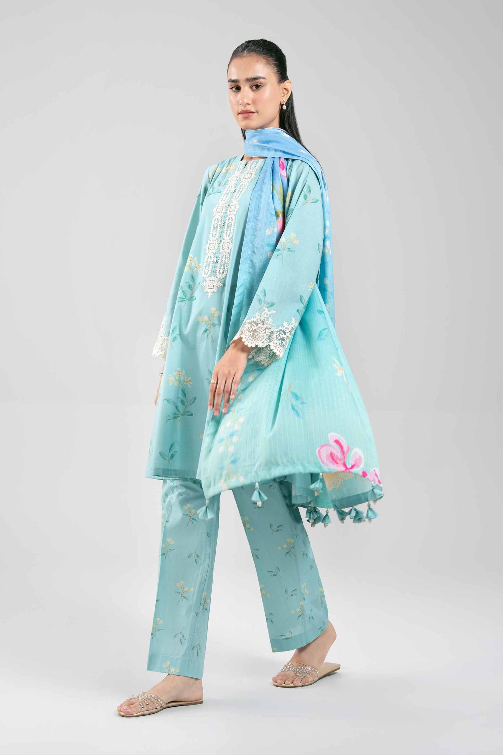 3 Piece - Digital Printed Embroidered Suit - 42601201 - Image 5
