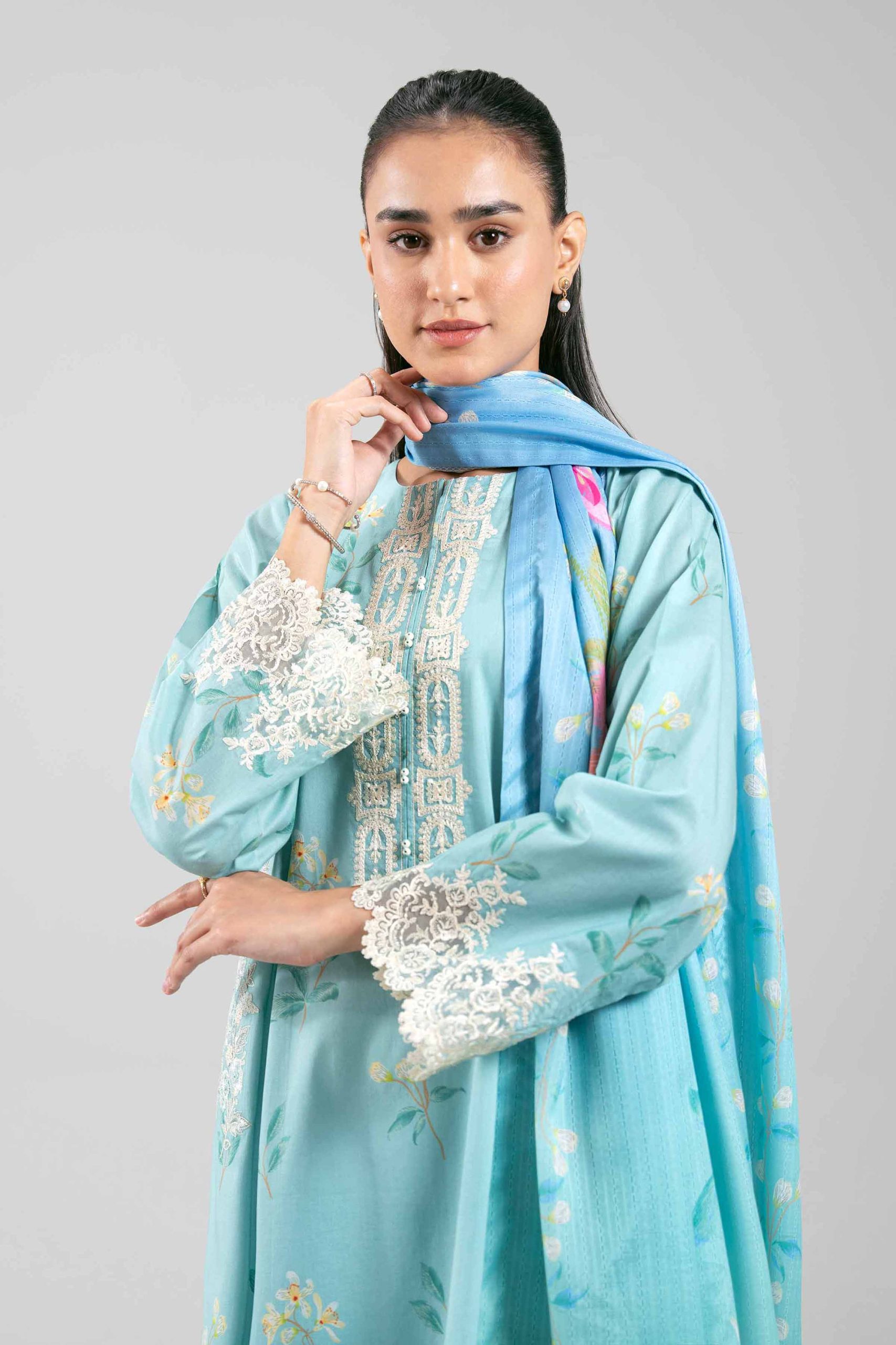 3 Piece - Digital Printed Embroidered Suit - 42601201 - Image 2