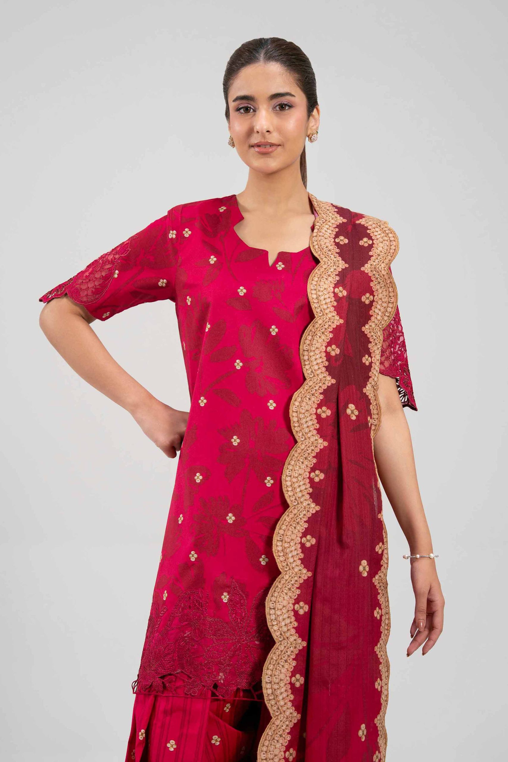 3 Piece - Digital Printed Embroidered Suit - 42601202 - Image 2