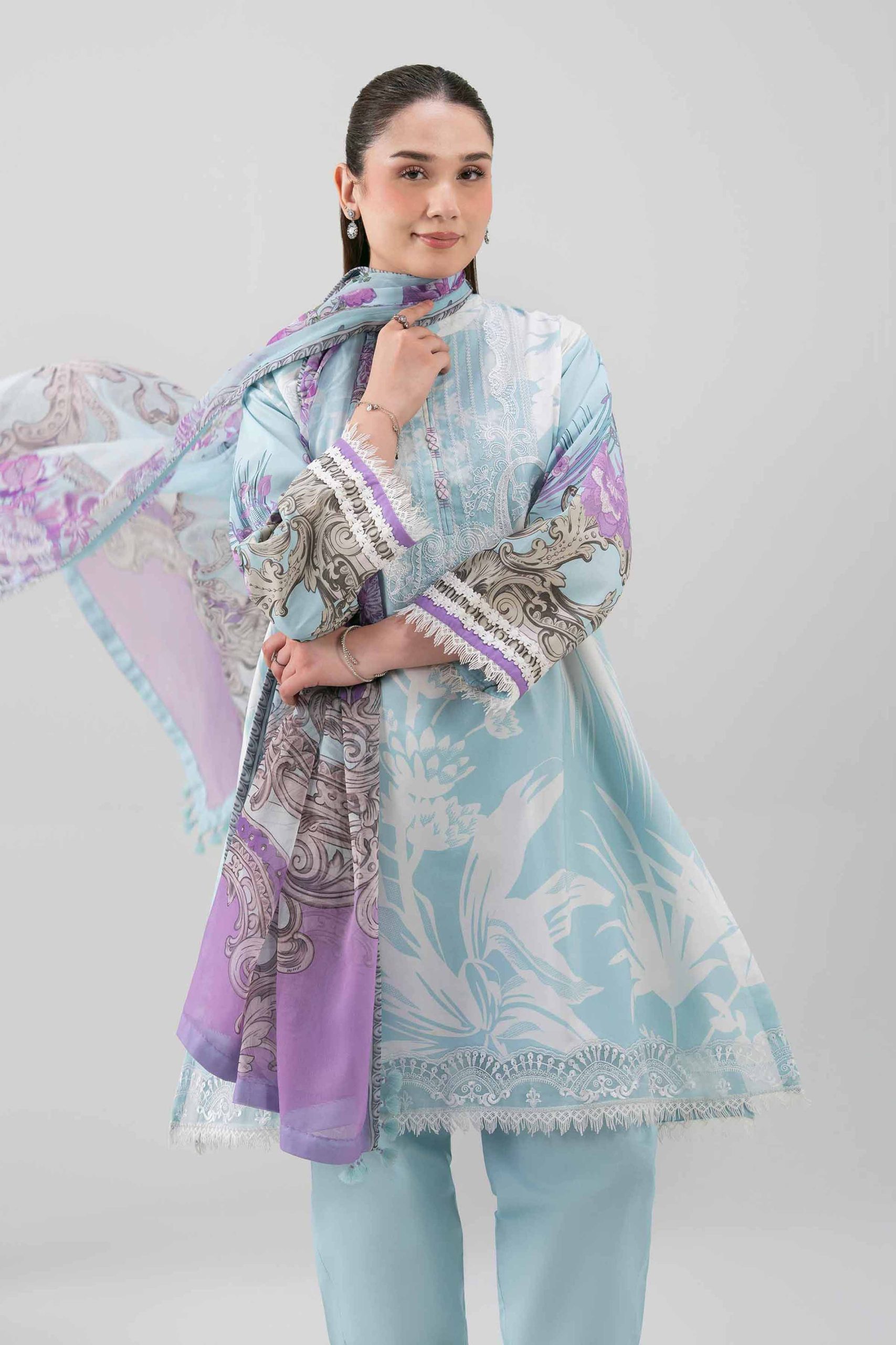 3 Piece - Digital Printed Embroidered Suit - 42601211 - Image 2