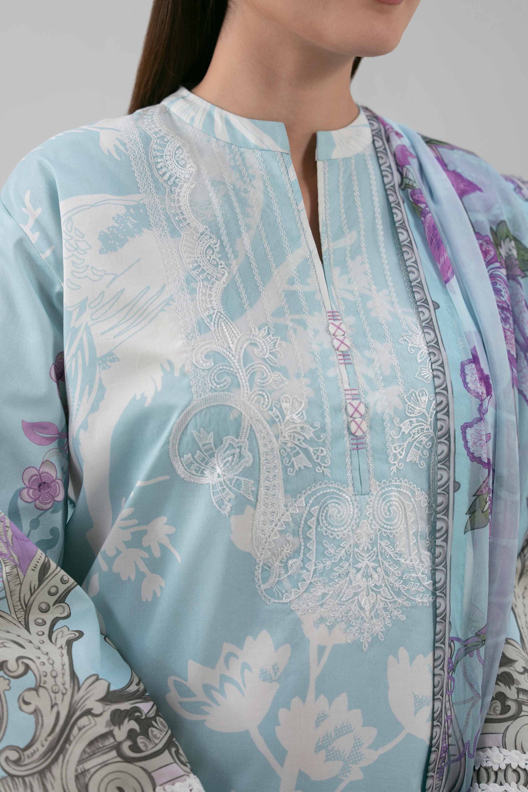 3 Piece - Digital Printed Embroidered Suit - 42601211 - Image 5