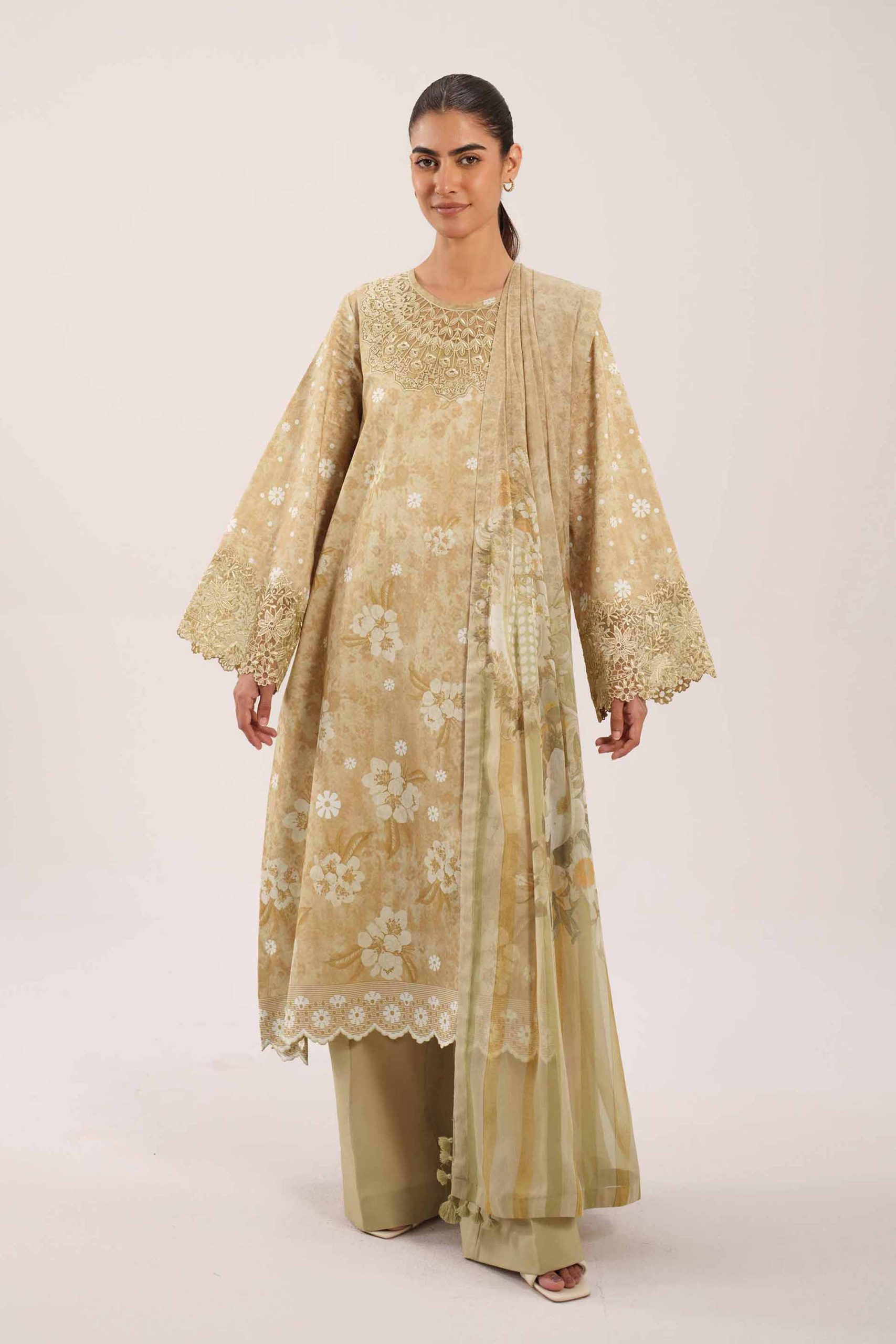 3 Piece - Digital Printed Embroidered Suit - 42601215