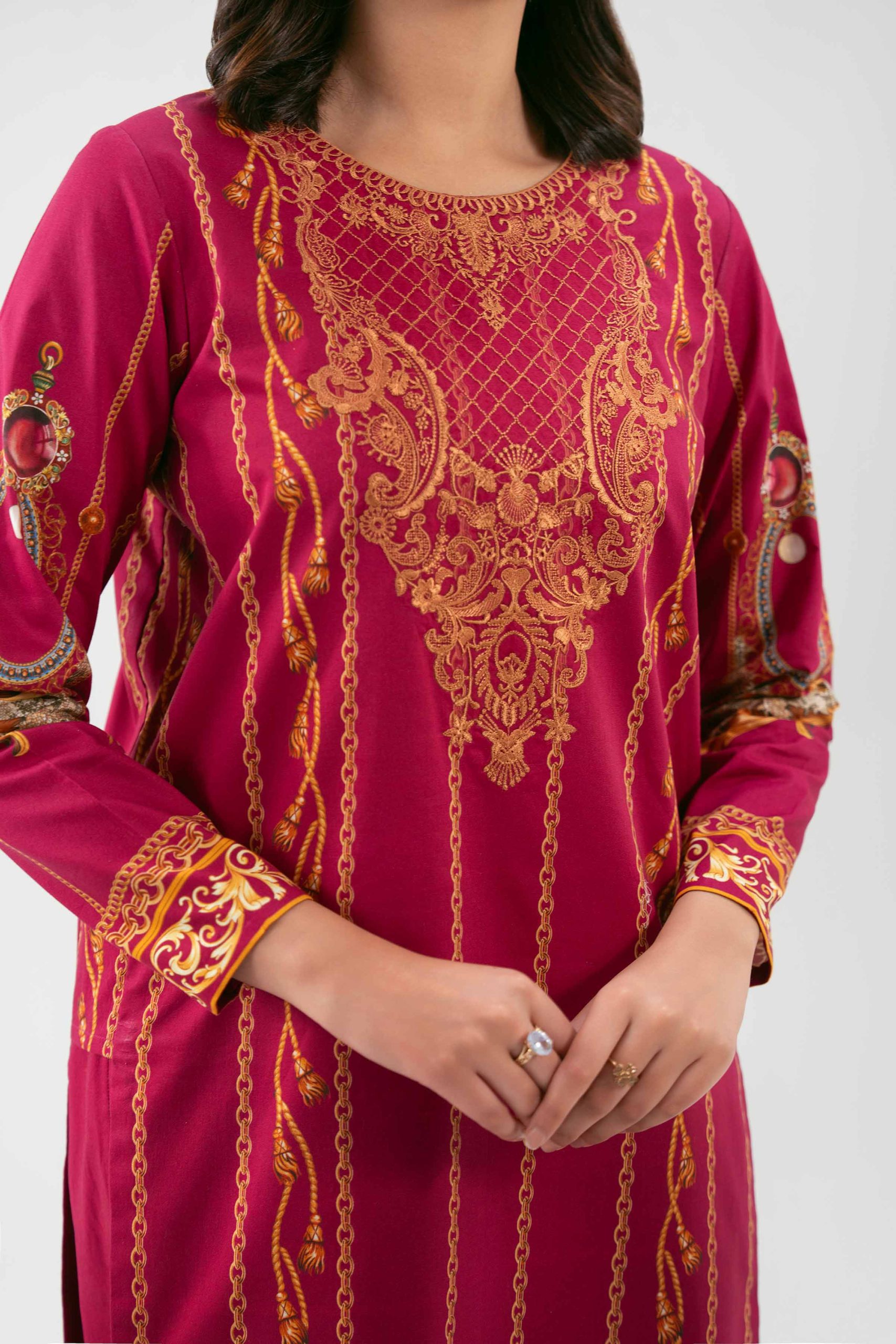 3 Piece - Digital Printed Embroidered Suit - 42601217 - Image 4