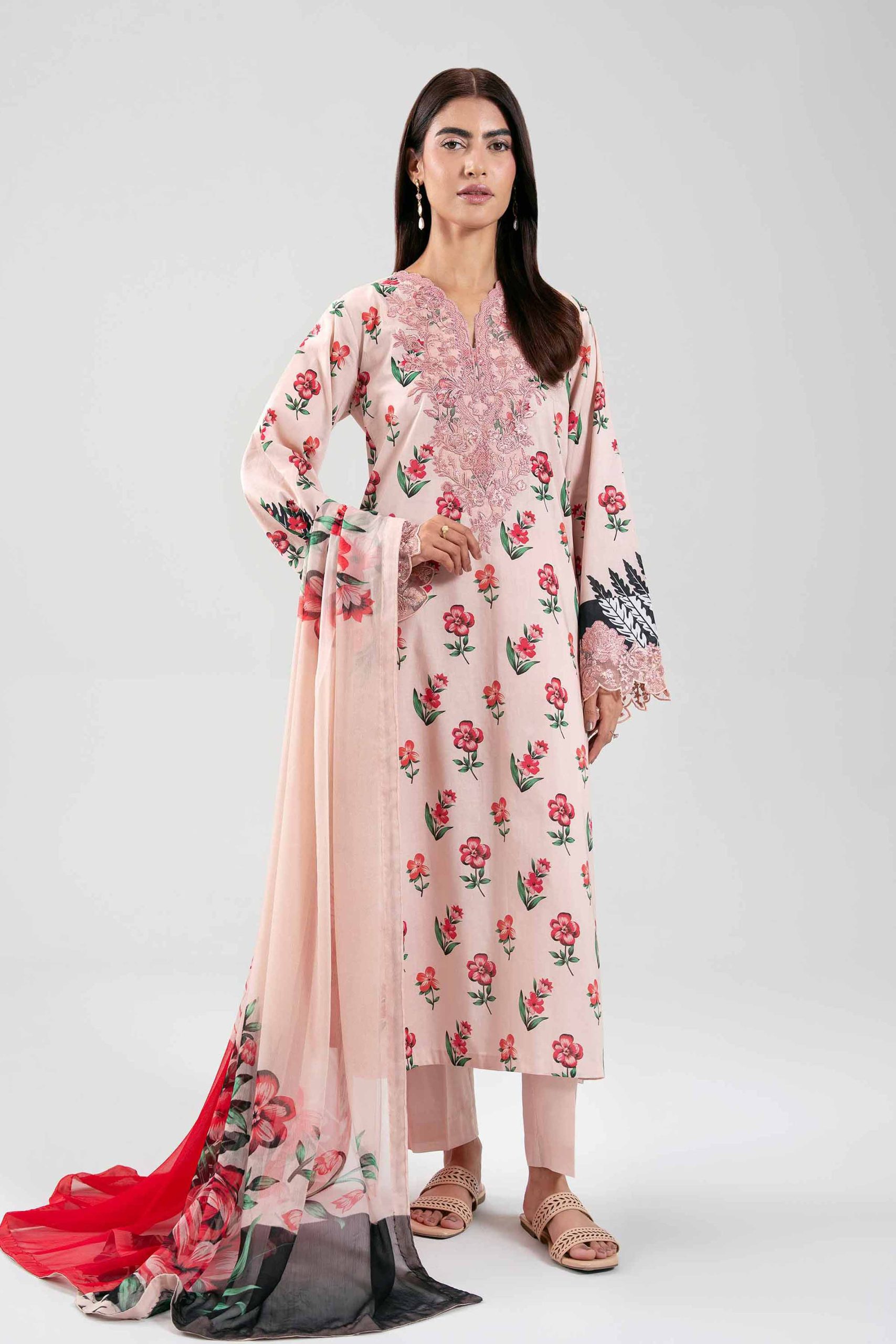 3 Piece - Digital Printed Embroidered Suit - 42601220