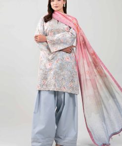3 Piece - Digital Printed Embroidered Suit - 42601236