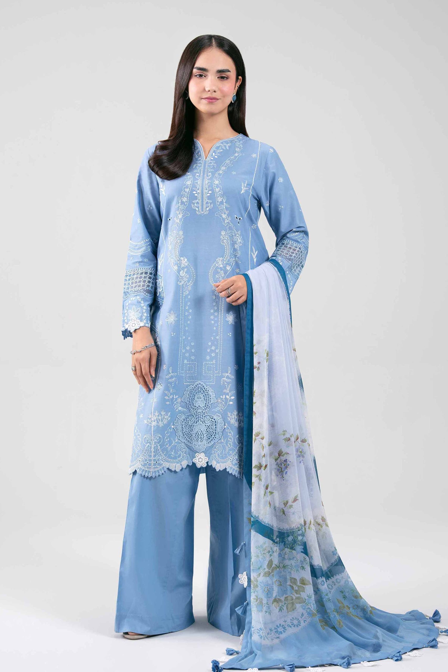 3 Piece - Digital Printed Embroidered Suit - 42601290