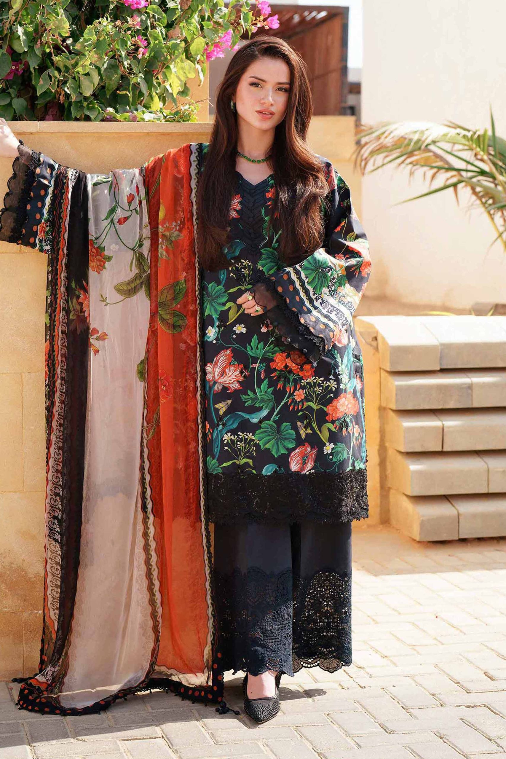 3 Piece - Digital Printed Embroidered Suit - 42601324