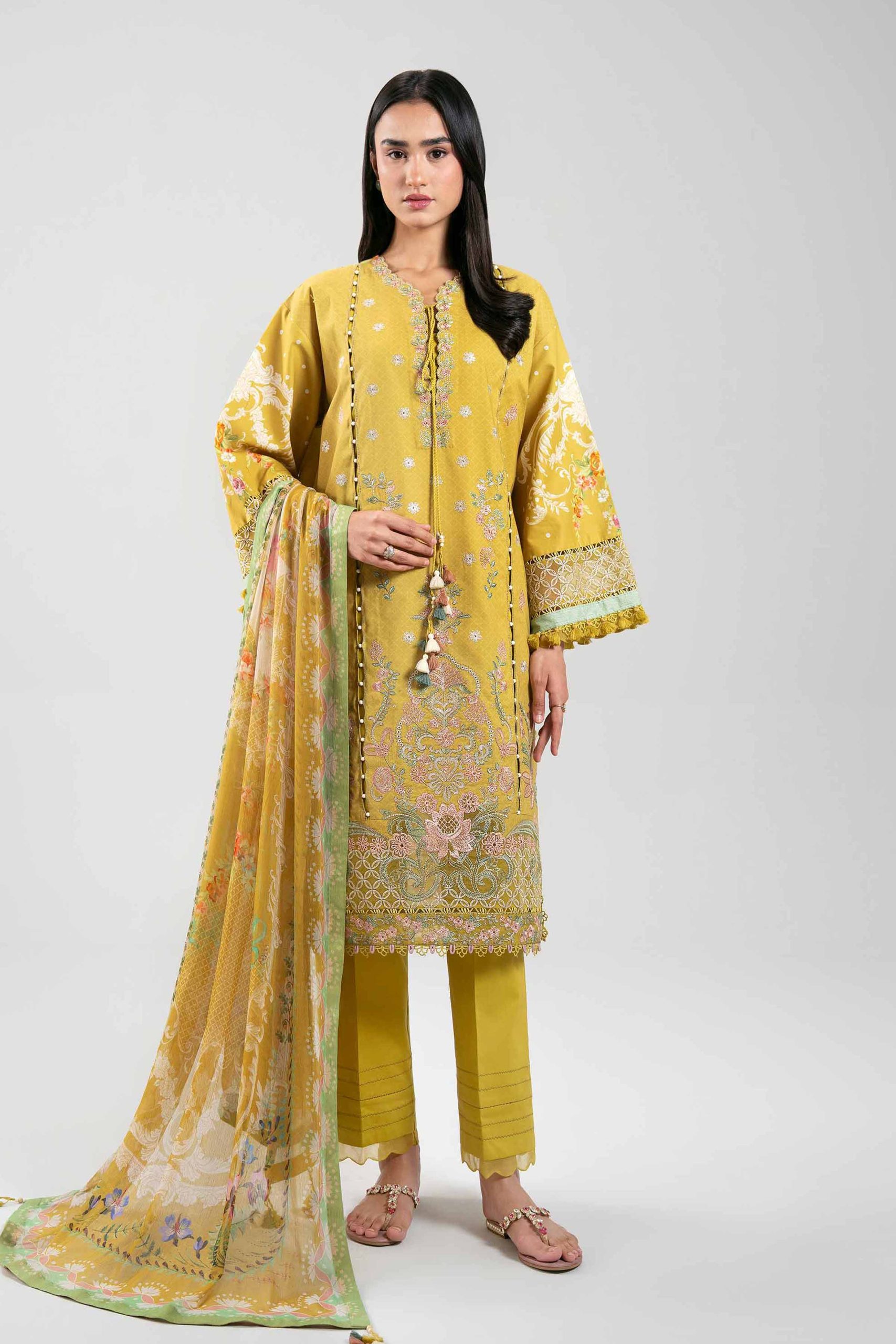 3 Piece - Digital Printed Embroidered Suit - 42601325