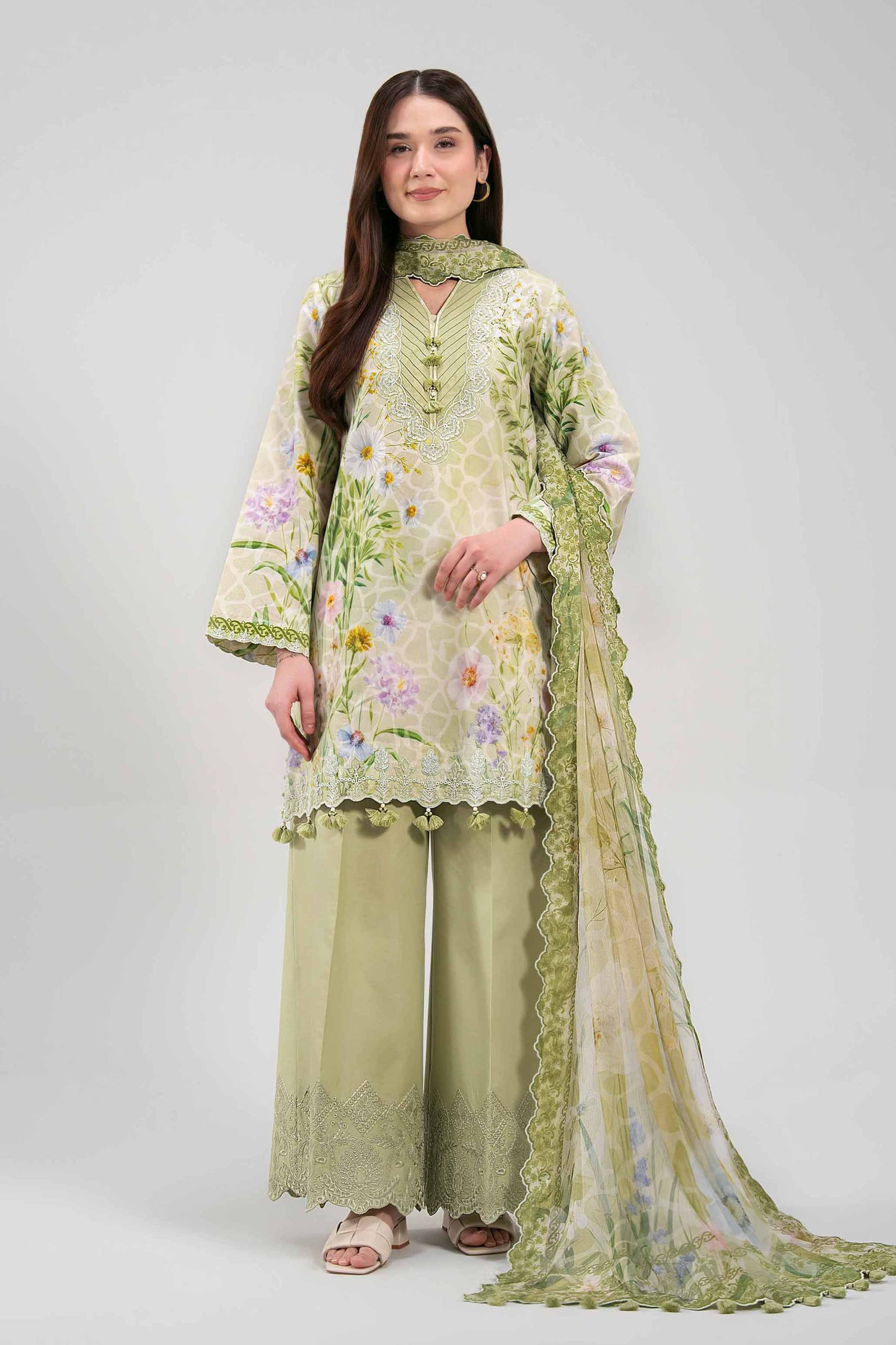 3 Piece - Digital Printed Embroidered Suit - 42601329