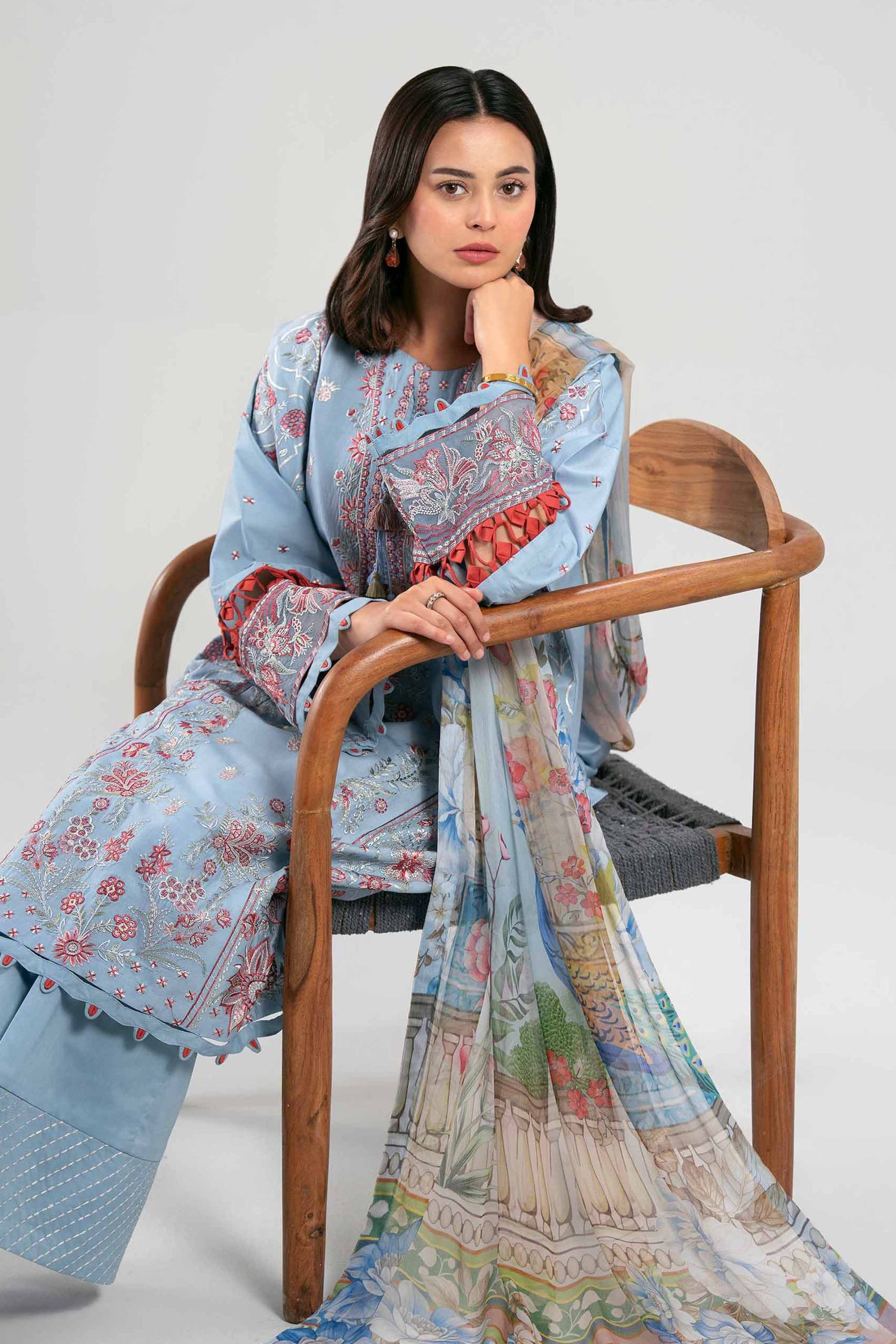 3 Piece - Digital Printed Embroidered Suit - 42601338 - Image 2