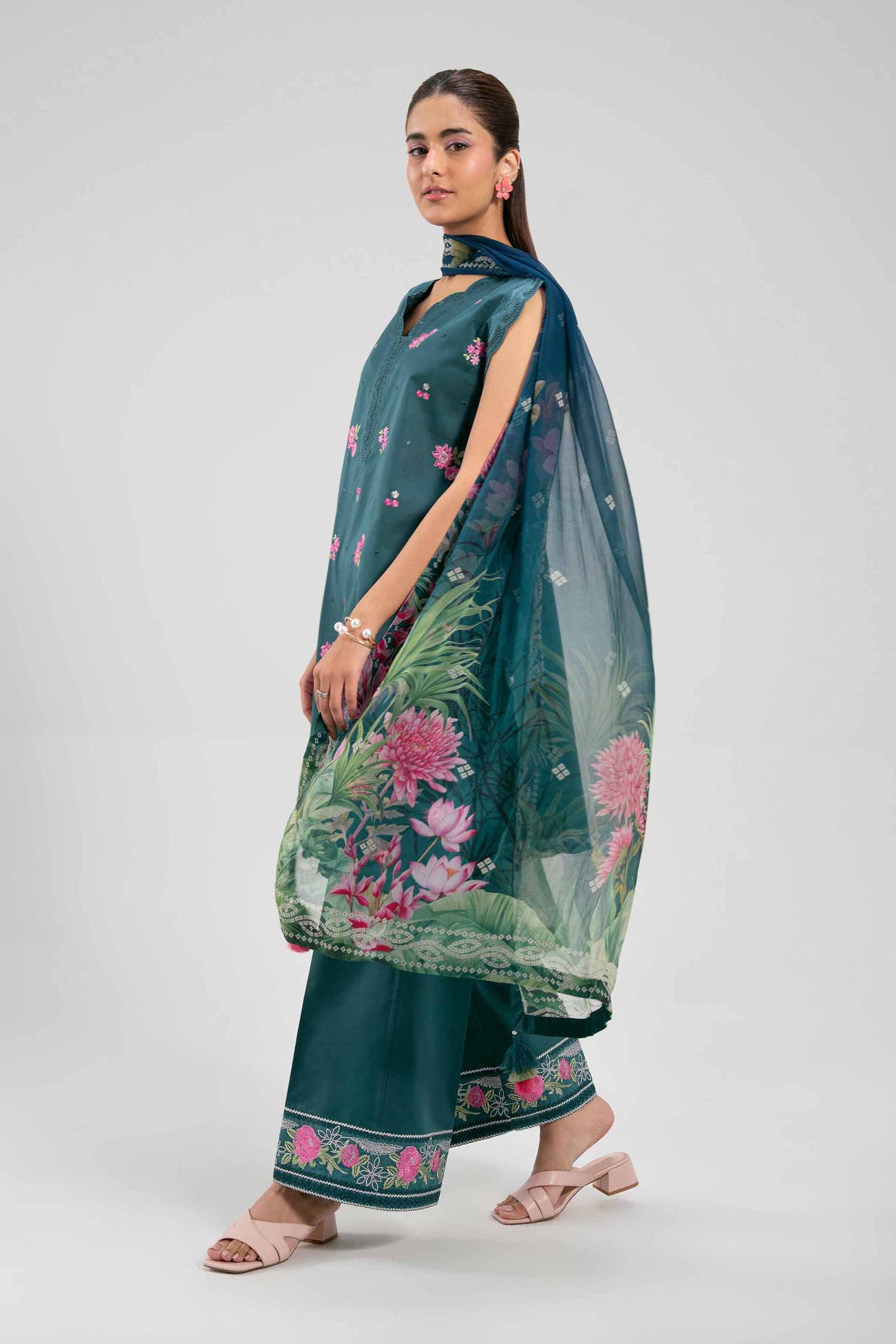 3 Piece - Digital Printed Embroidered Suit - 42601339 - Image 4