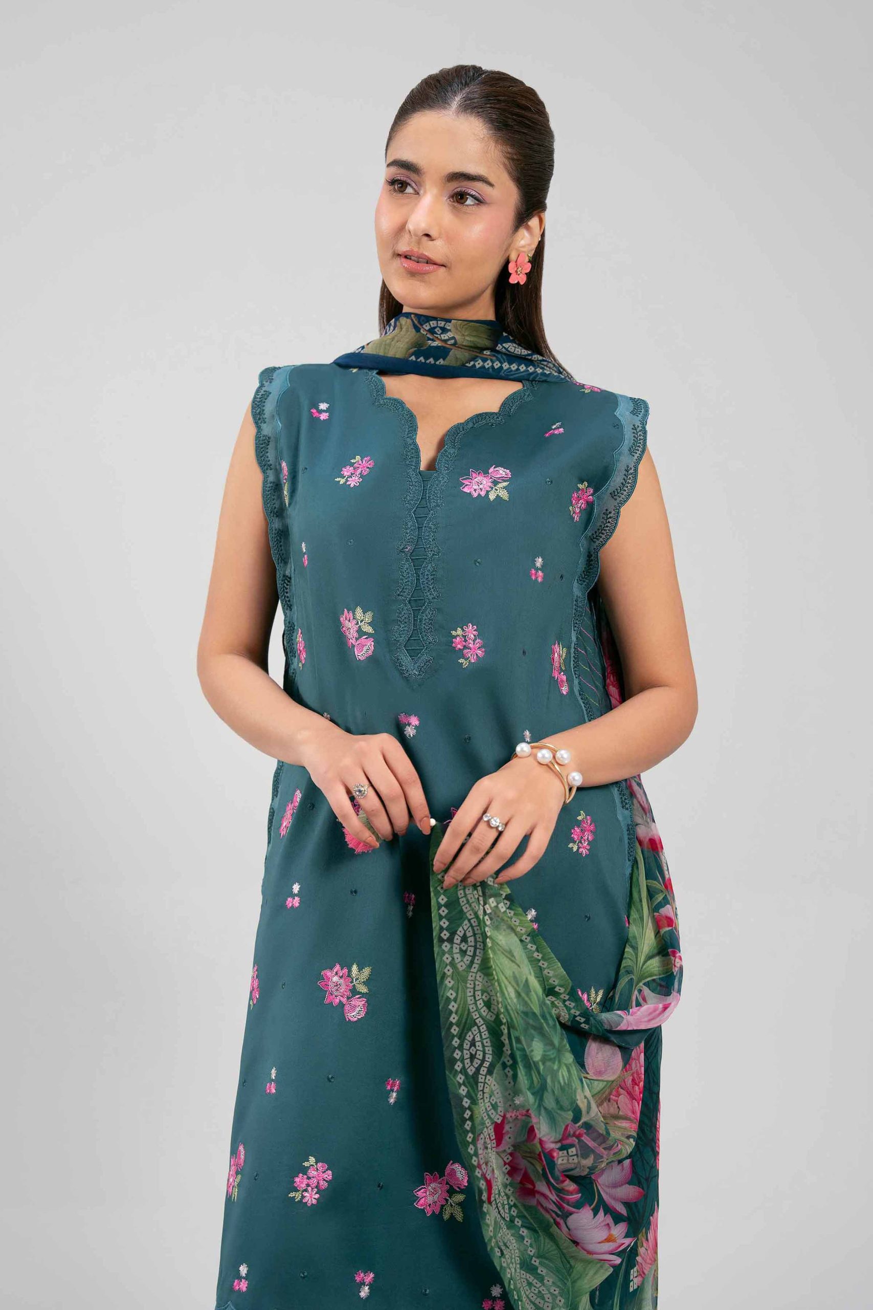 3 Piece - Digital Printed Embroidered Suit - 42601339 - Image 2