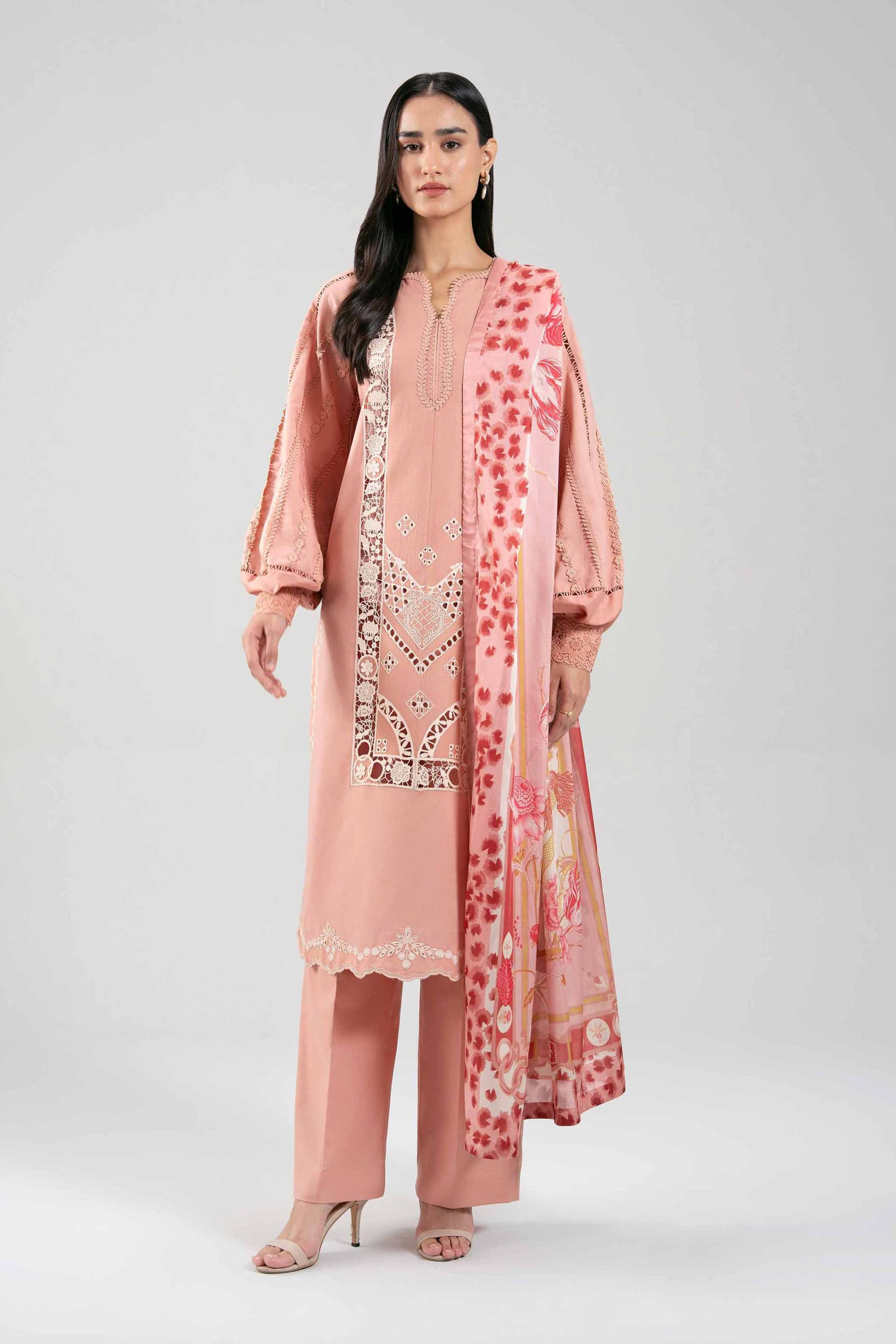3 Piece - Digital Printed Embroidered Suit - 42601352