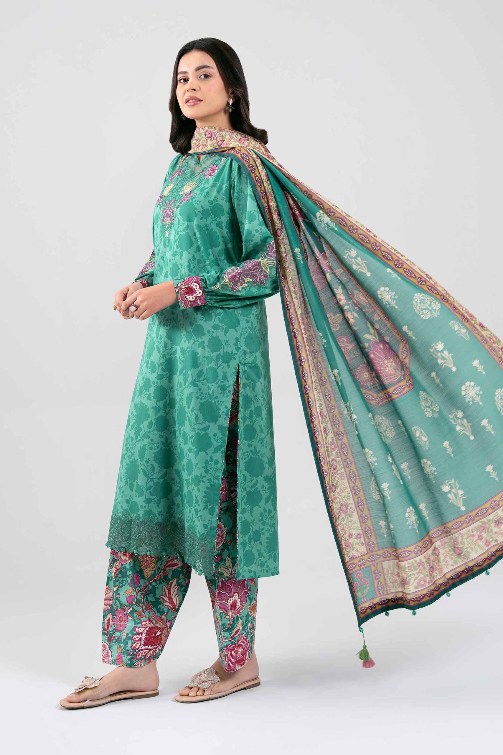 3 Piece - Digital Printed Embroidered Suit - 42601355 - Image 5