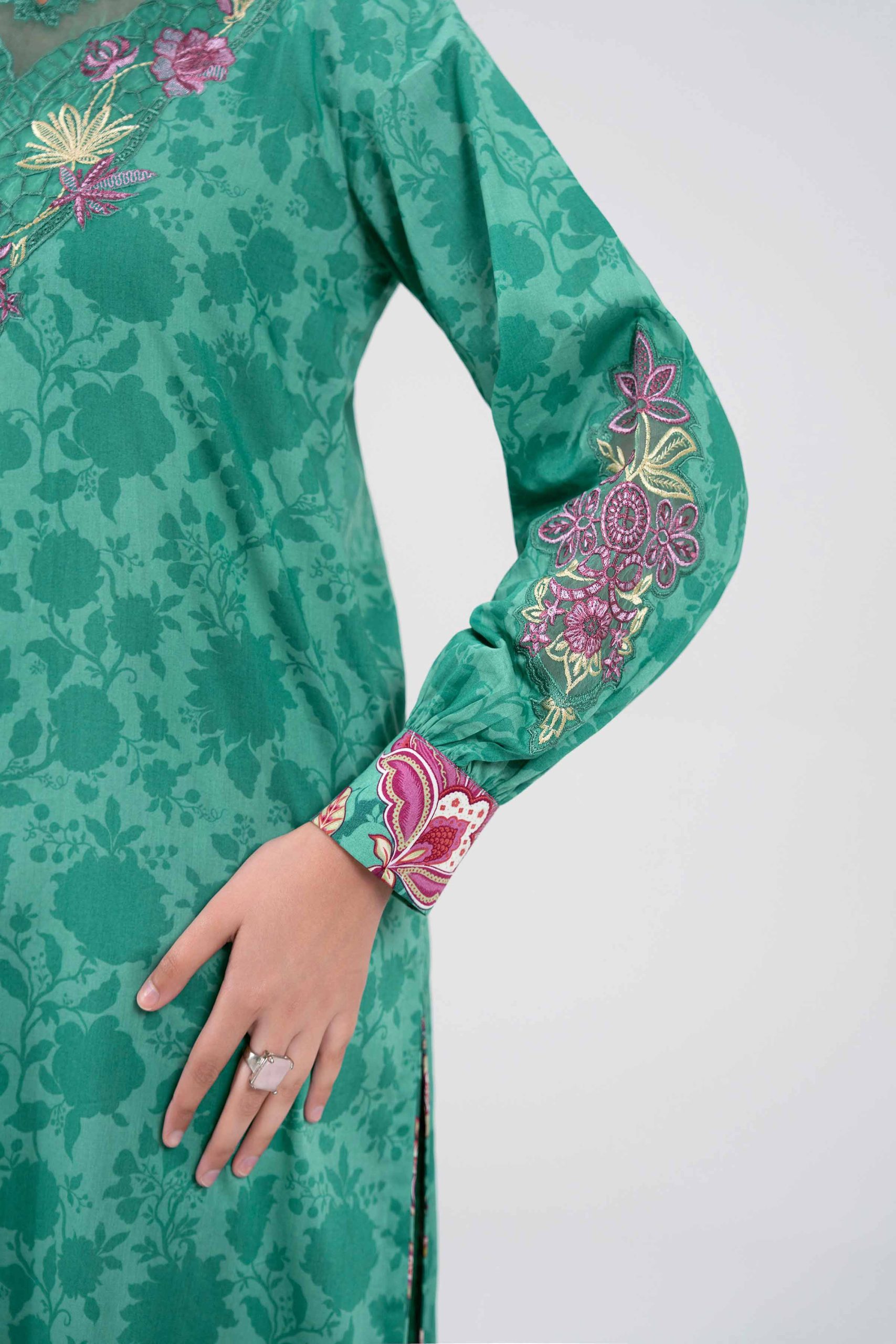3 Piece - Digital Printed Embroidered Suit - 42601355 - Image 4