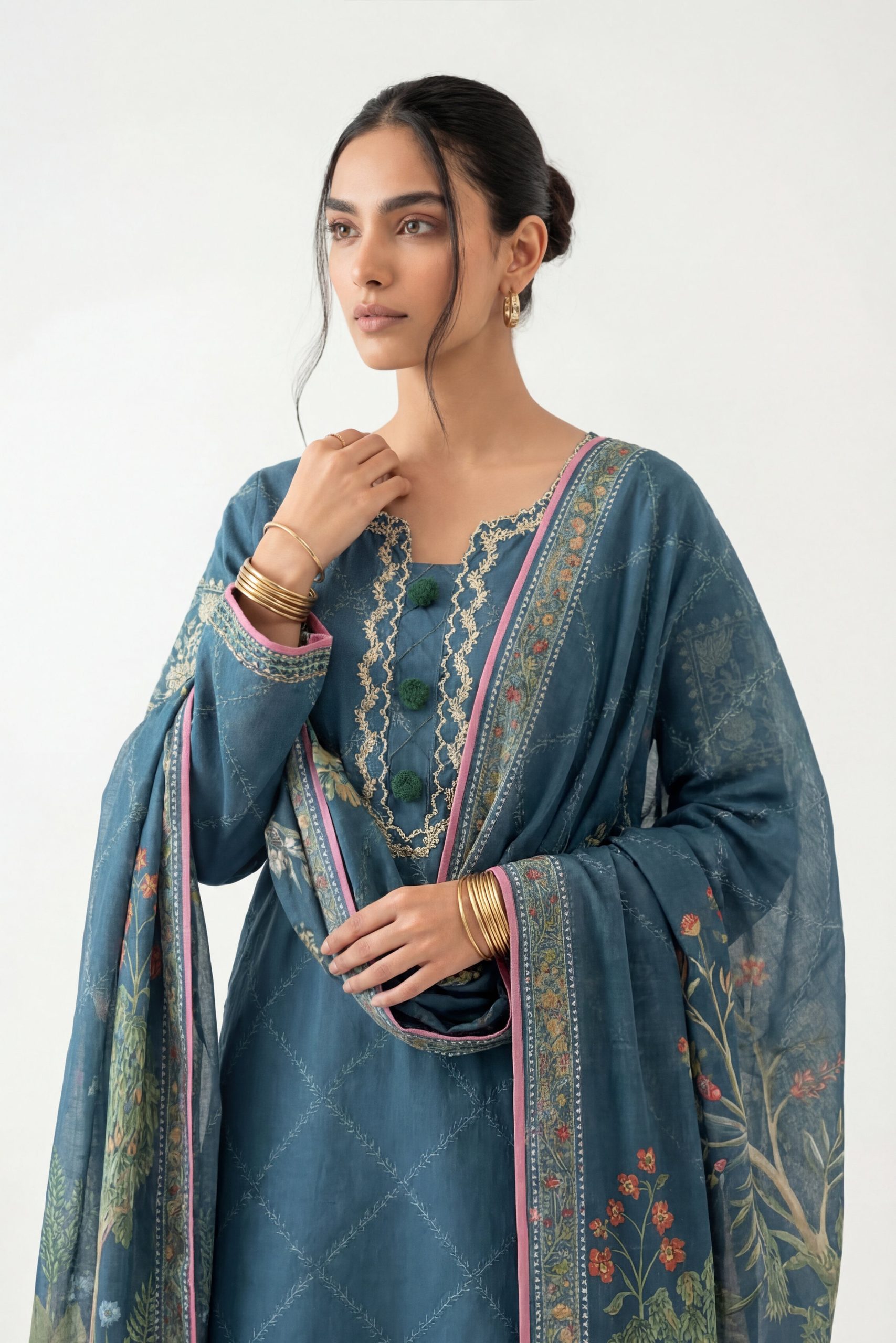 3 Piece - Digital Printed Embroidered Suit - 42601358 - Image 4