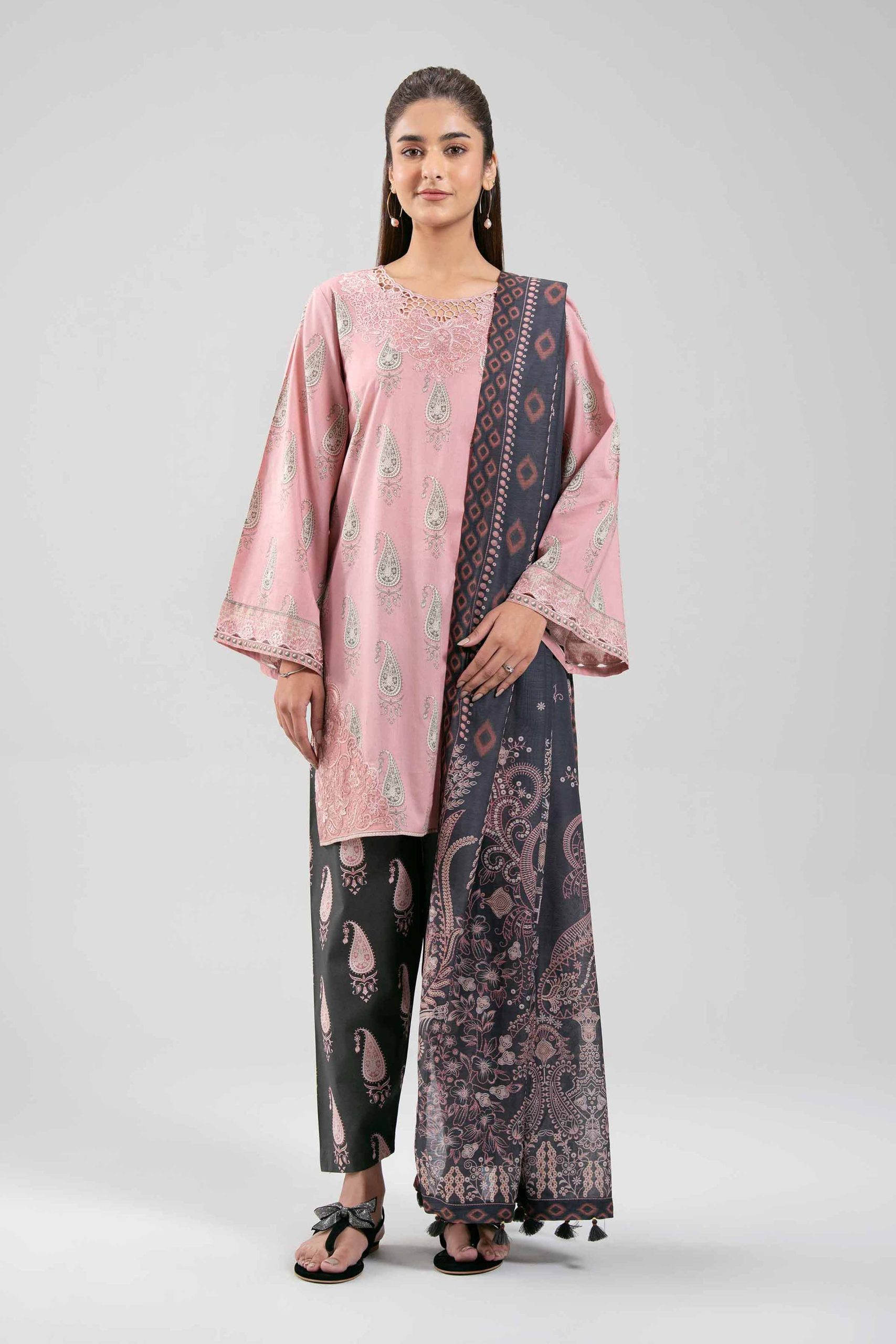 3 Piece - Digital Printed Embroidered Suit - 42601363