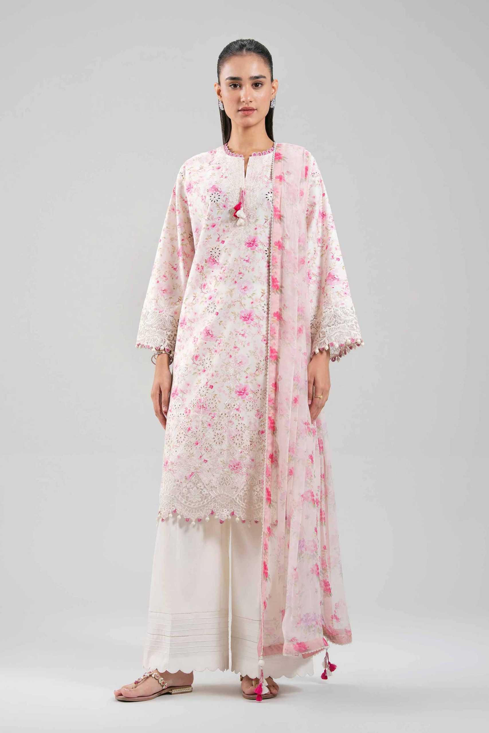 3 Piece - Digital Printed Embroidered Suit - 42601394