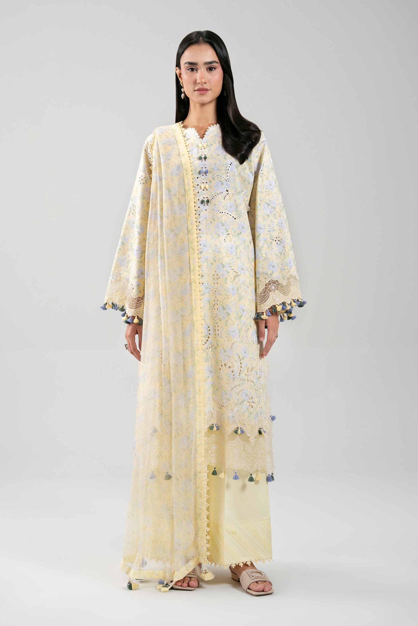 3 Piece - Digital Printed Embroidered Suit - 42601396
