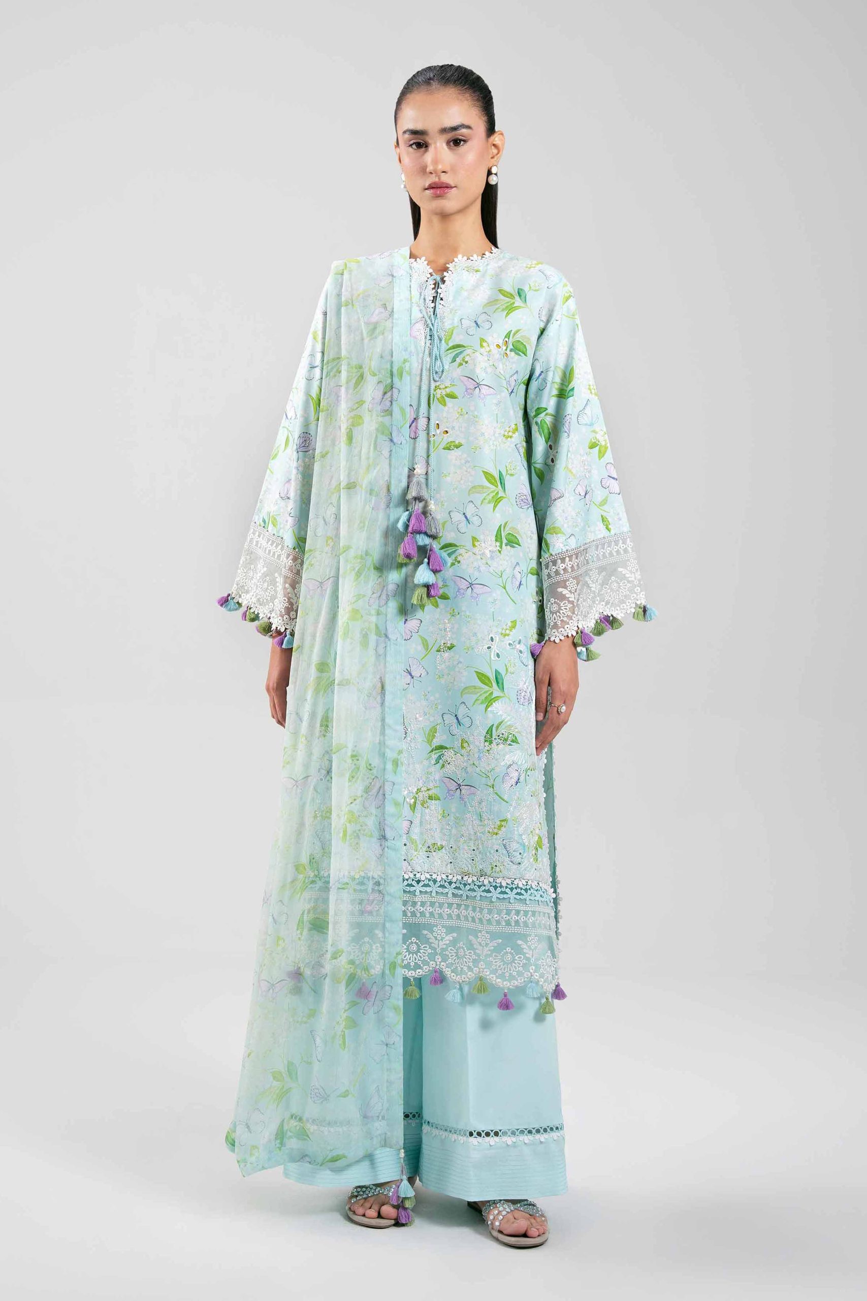 3 Piece - Digital Printed Embroidered Suit - 42601397