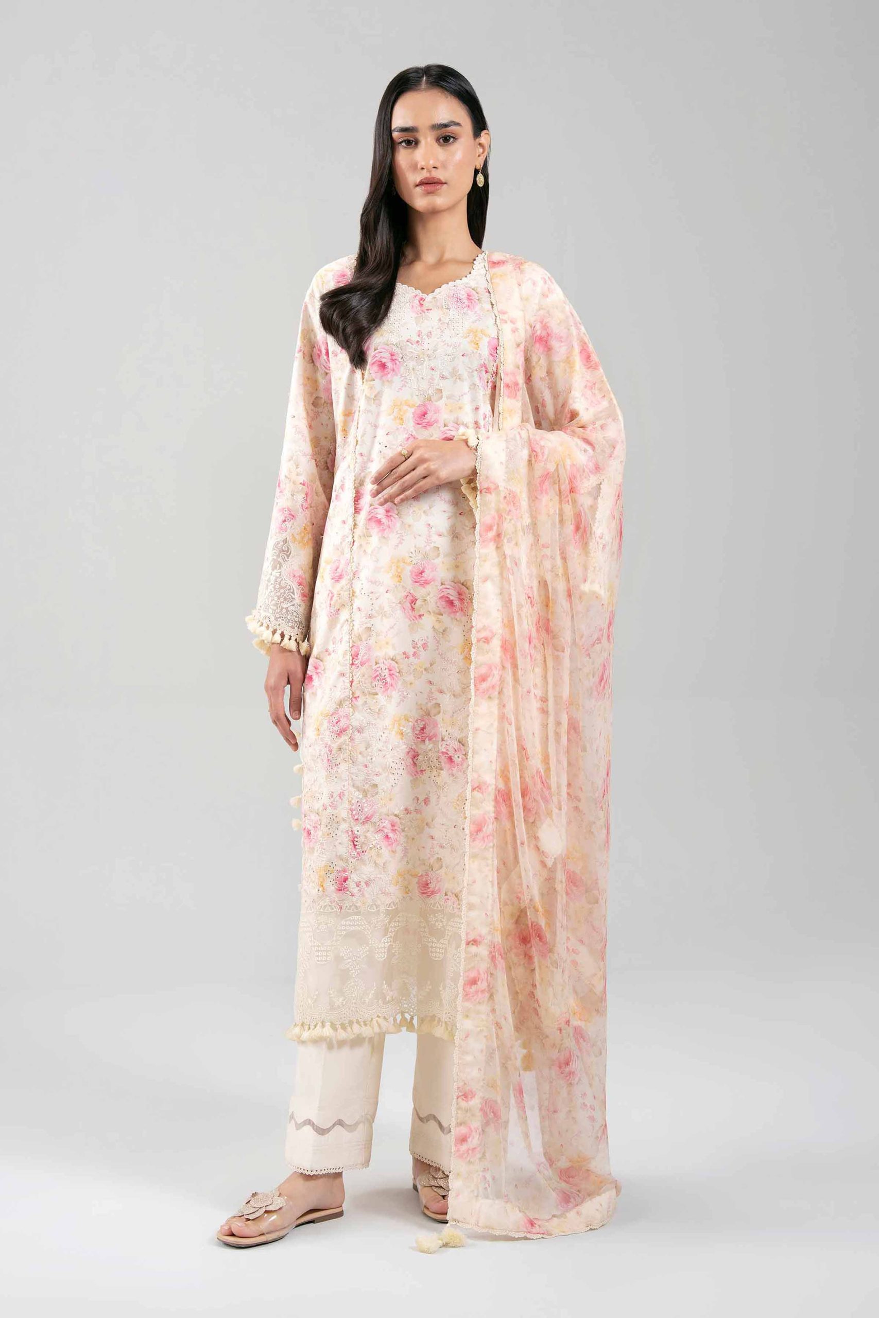 3 Piece - Digital Printed Embroidered Suit - 42601398
