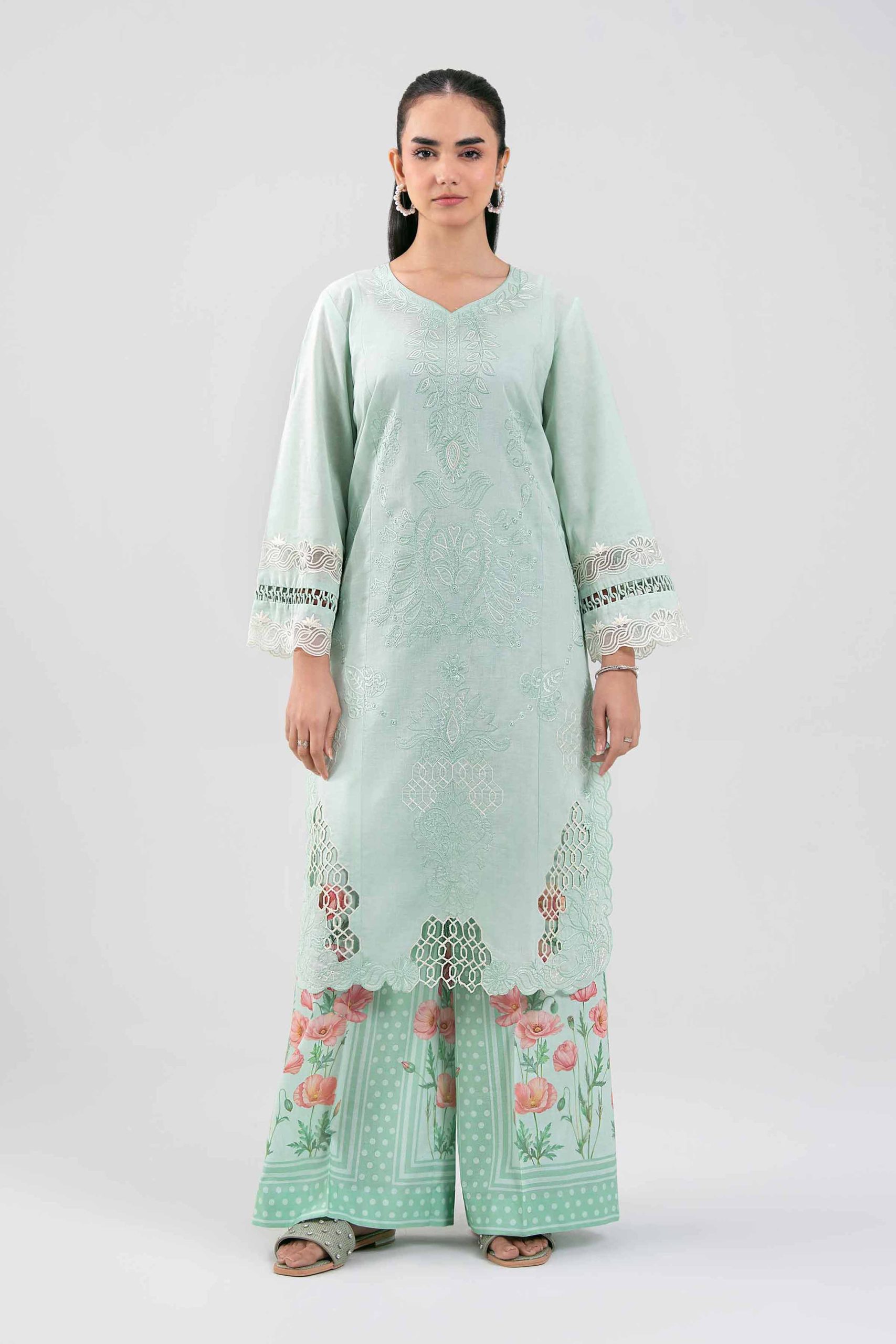 2 Piece - Digital Printed Embroidered Suit - 42601414