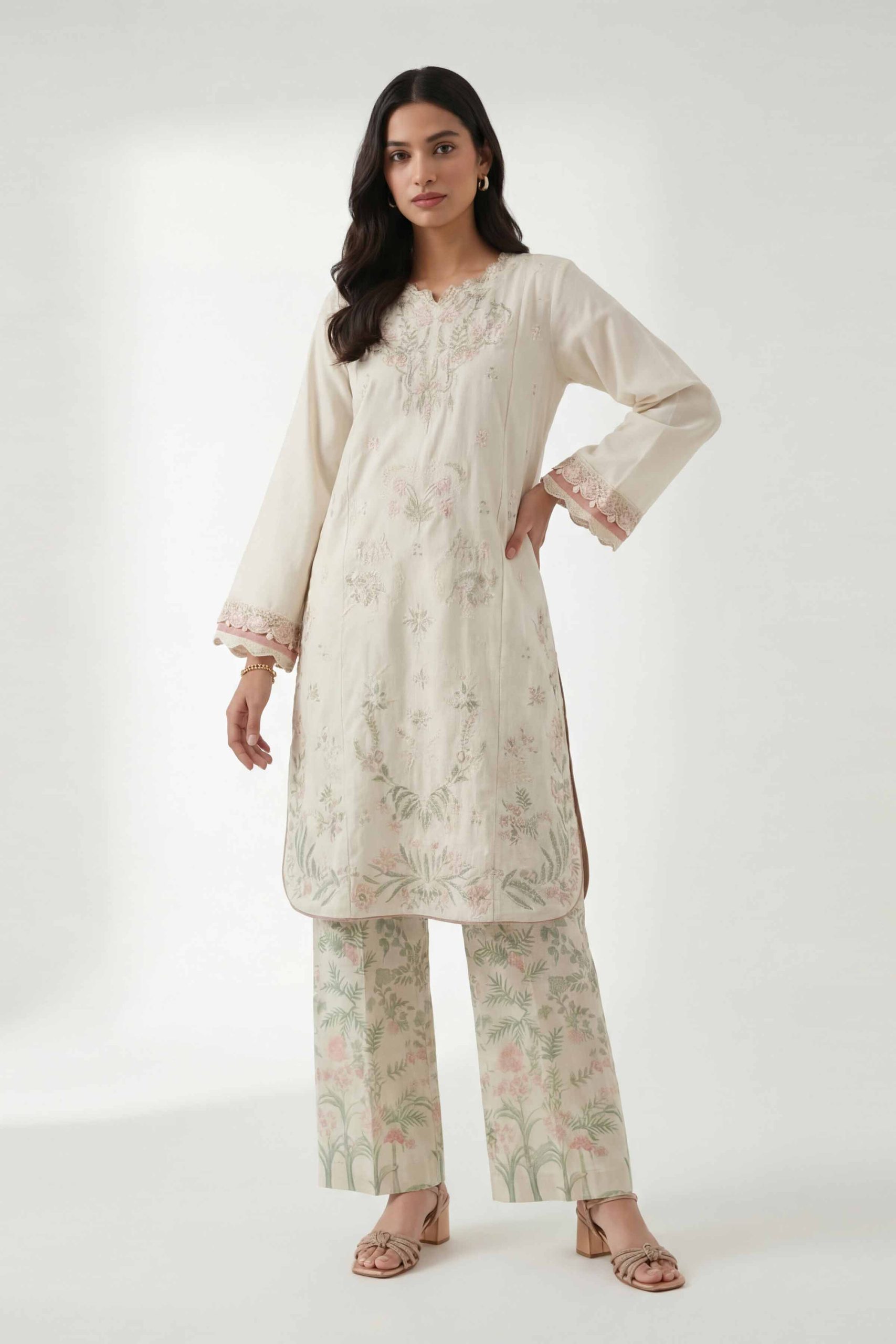 2 Piece - Digital Printed Embroidered Suit - 42601420