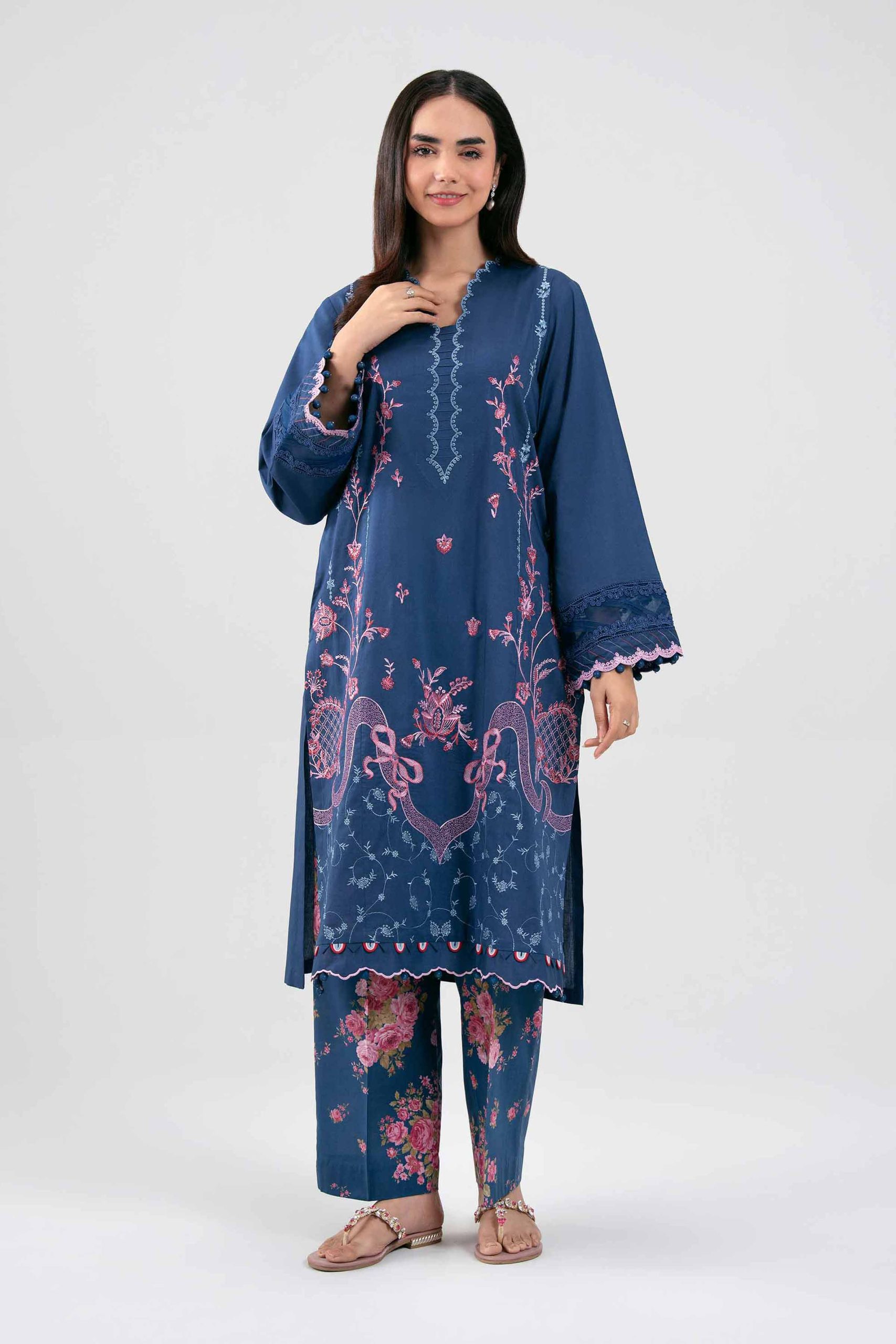 2 Piece - Digital Printed Embroidered Suit - 42601422