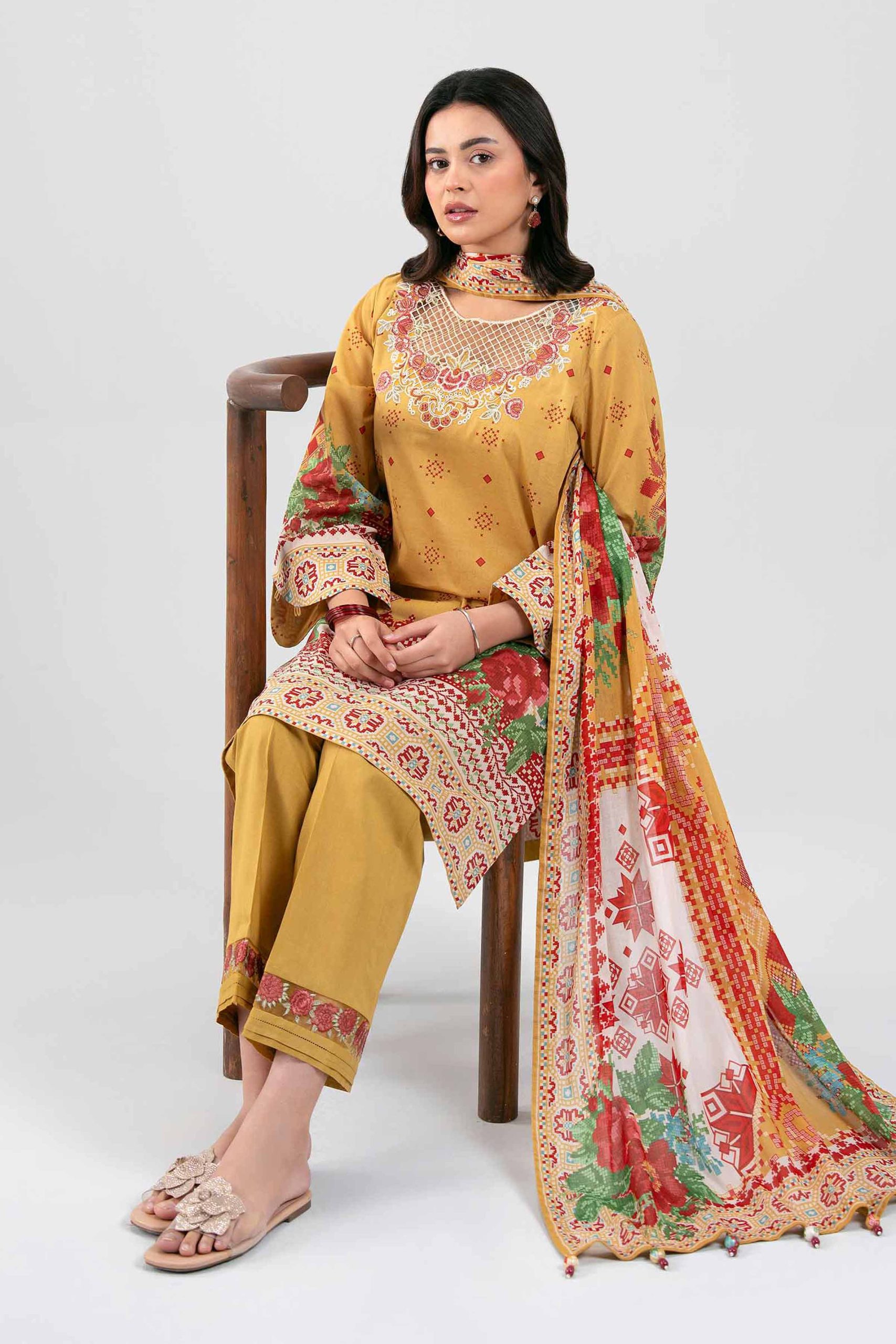 3 Piece - Digital Printed Embroidered Suit - 42601455 - Image 2