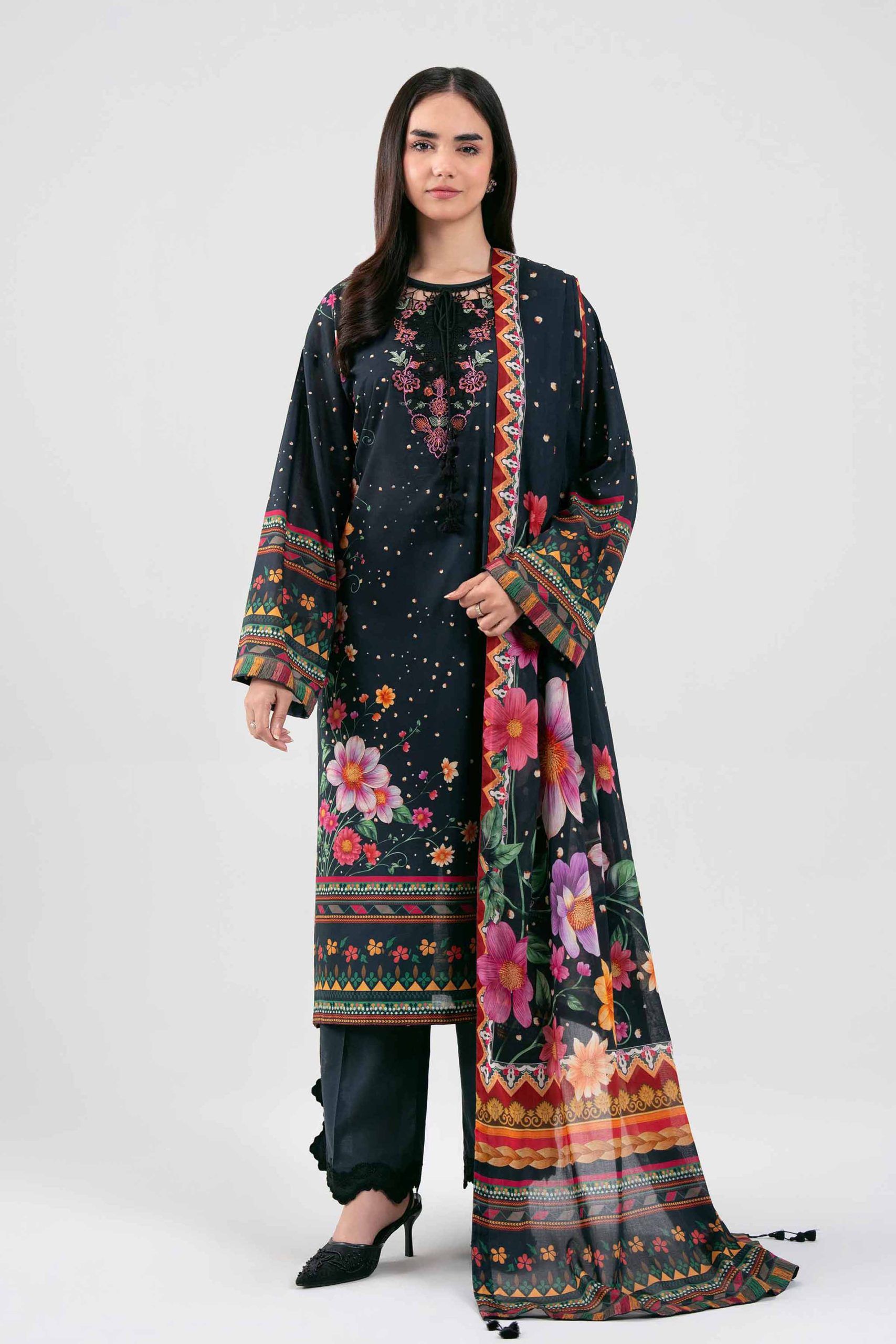 3 Piece - Digital Printed Embroidered Suit - 42601458