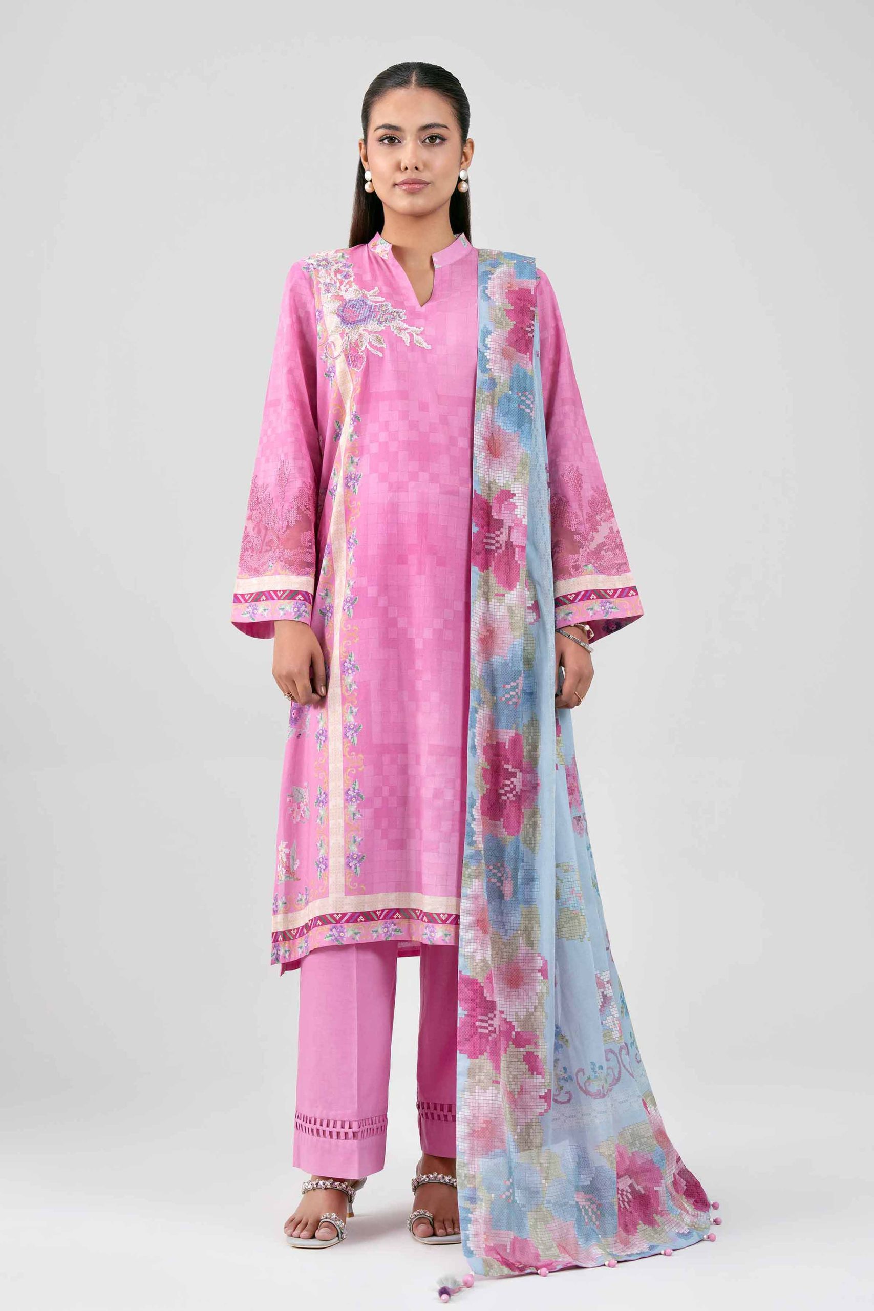3 Piece - Digital Printed Embroidered Suit - 42601461