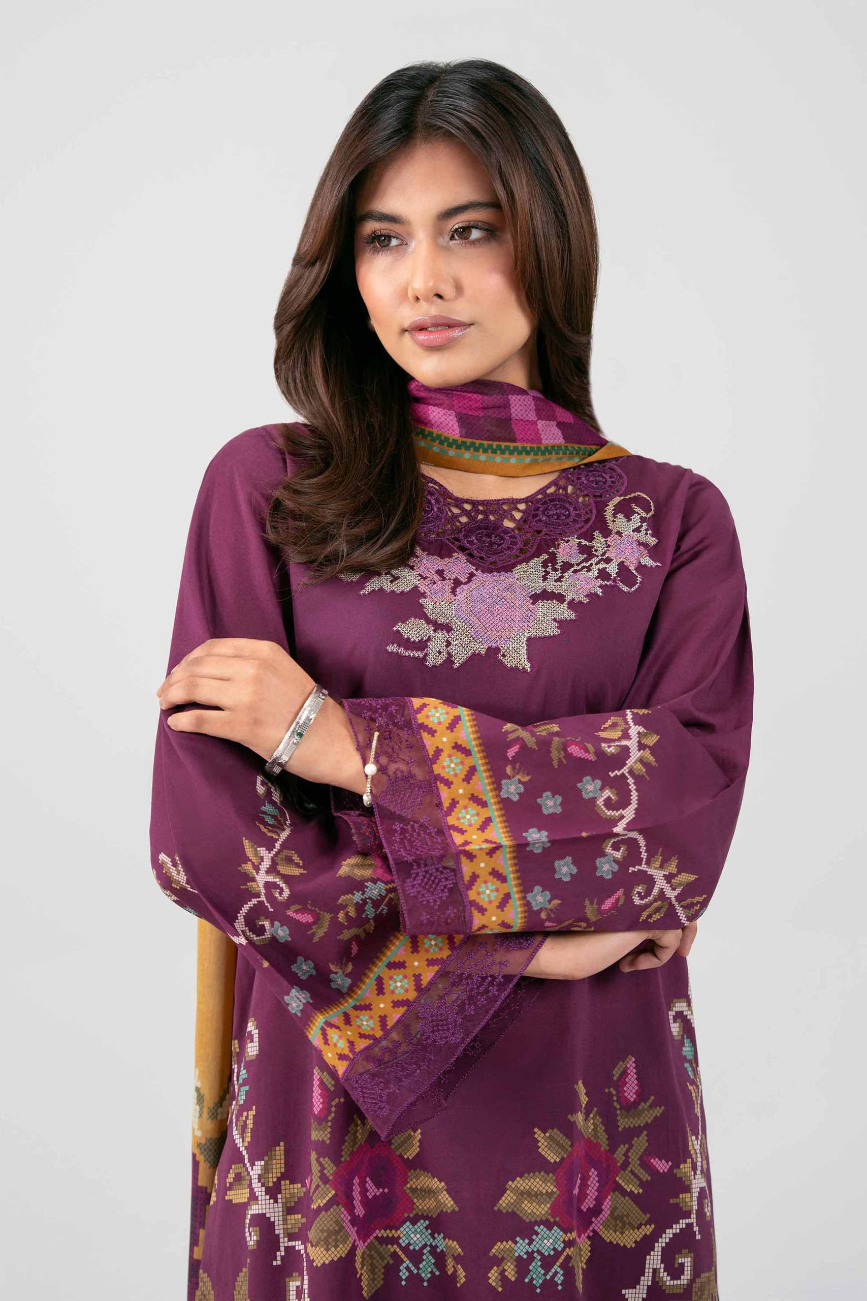 3 Piece - Digital Printed Embroidered Suit - 42601462 - Image 2