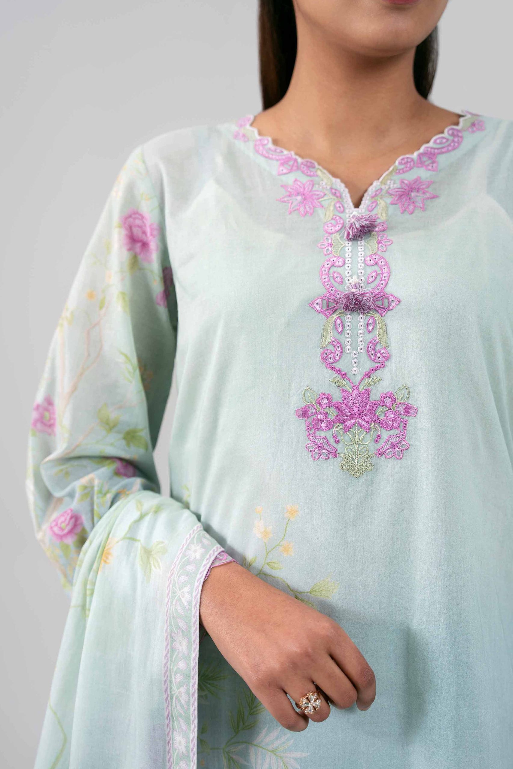3 Piece - Digital Printed Embroidered Suit - 42601463 - Image 4