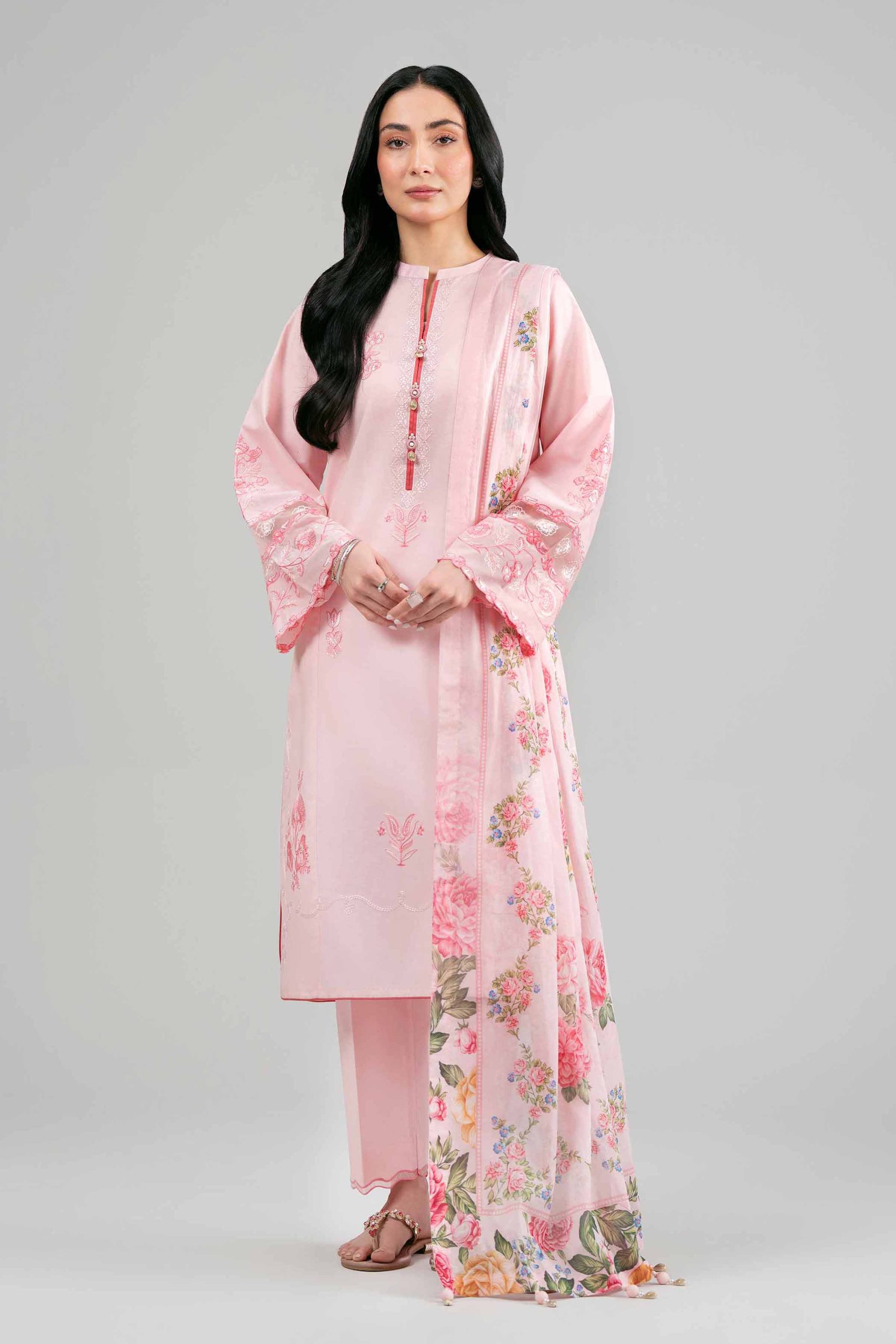 3 Piece - Digital Printed Embroidered Suit - 42601532