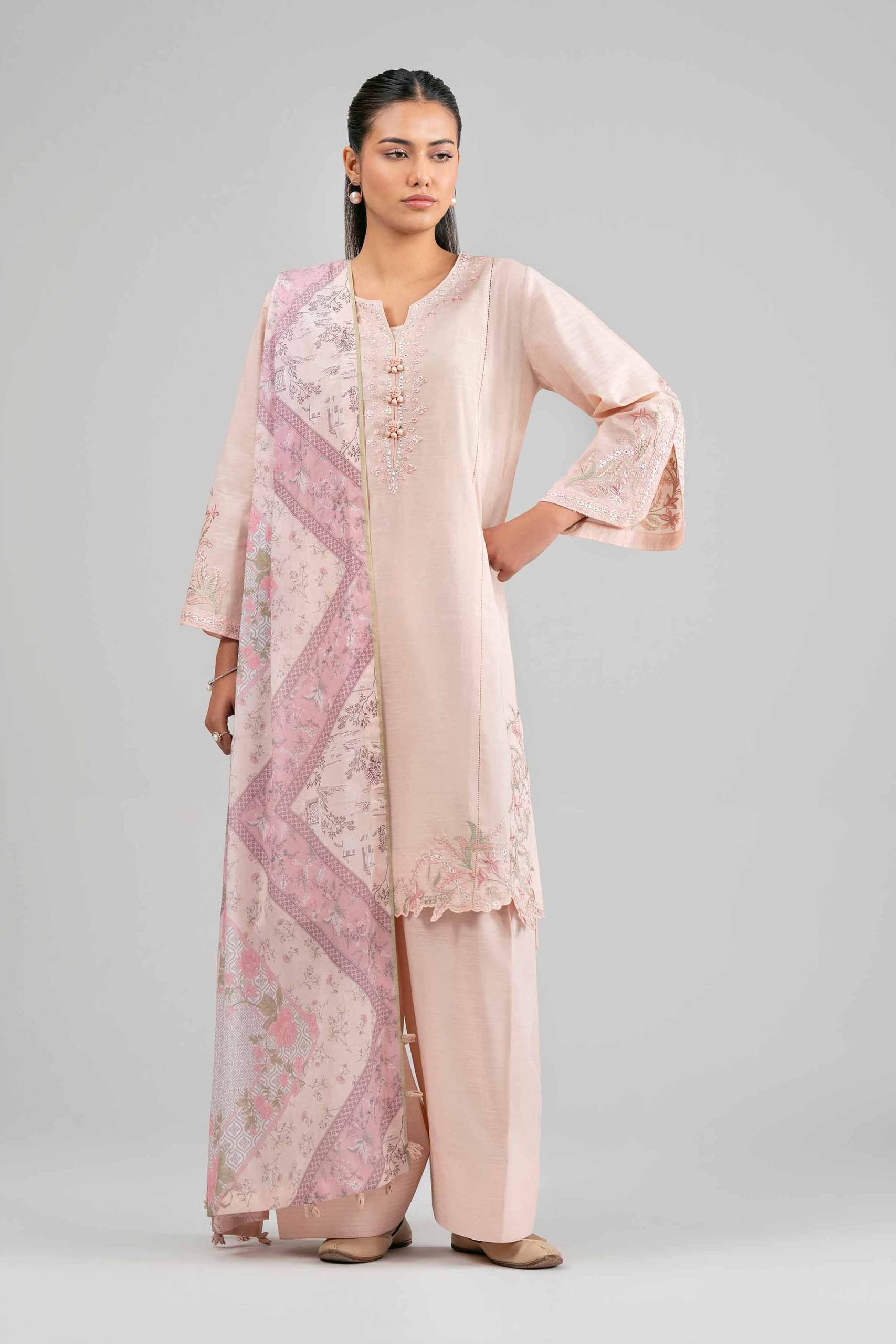 3 Piece - Printed Embroidered Suit - 42601538