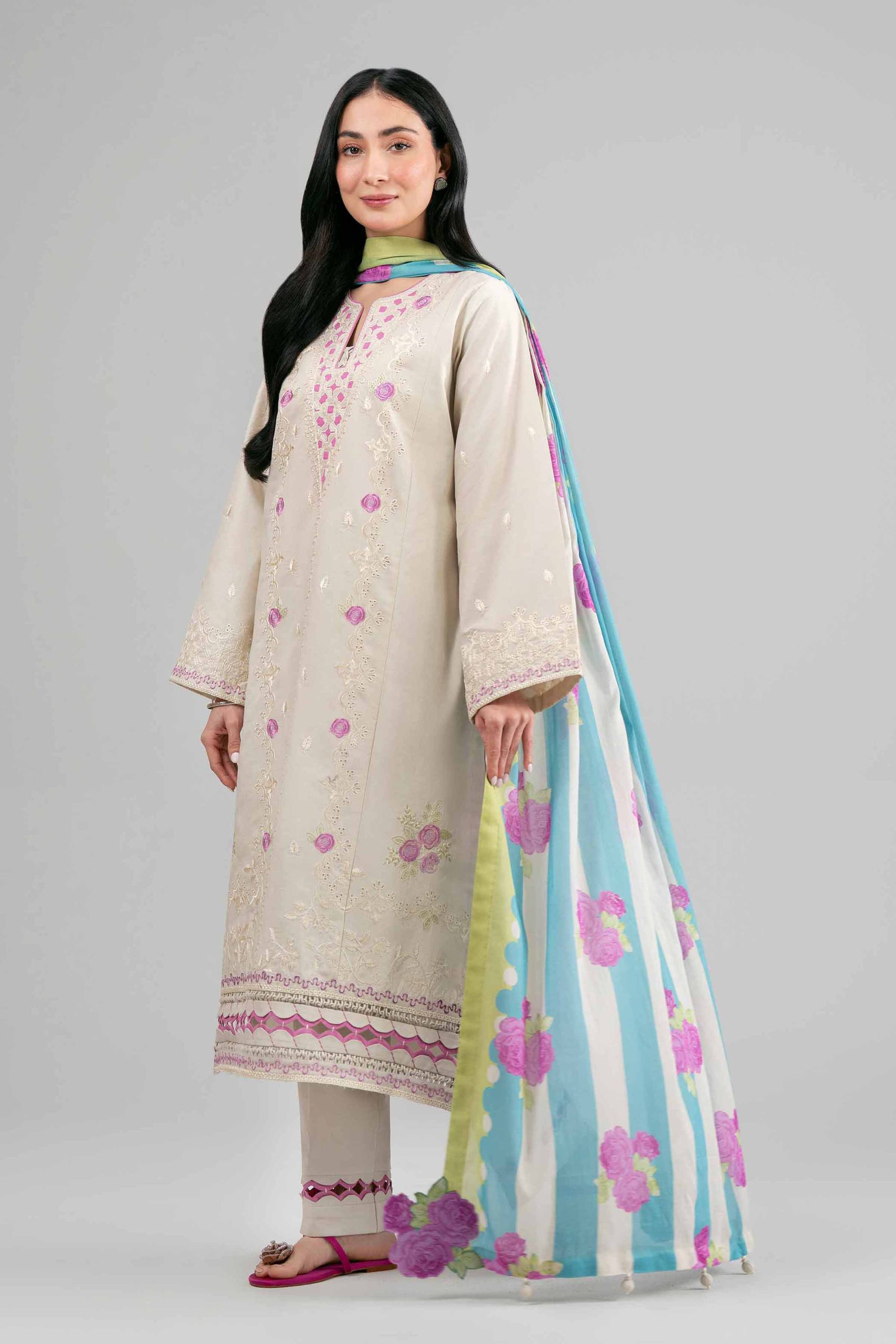3 Piece - Printed Embroidered Suit - 42601543 - Image 5