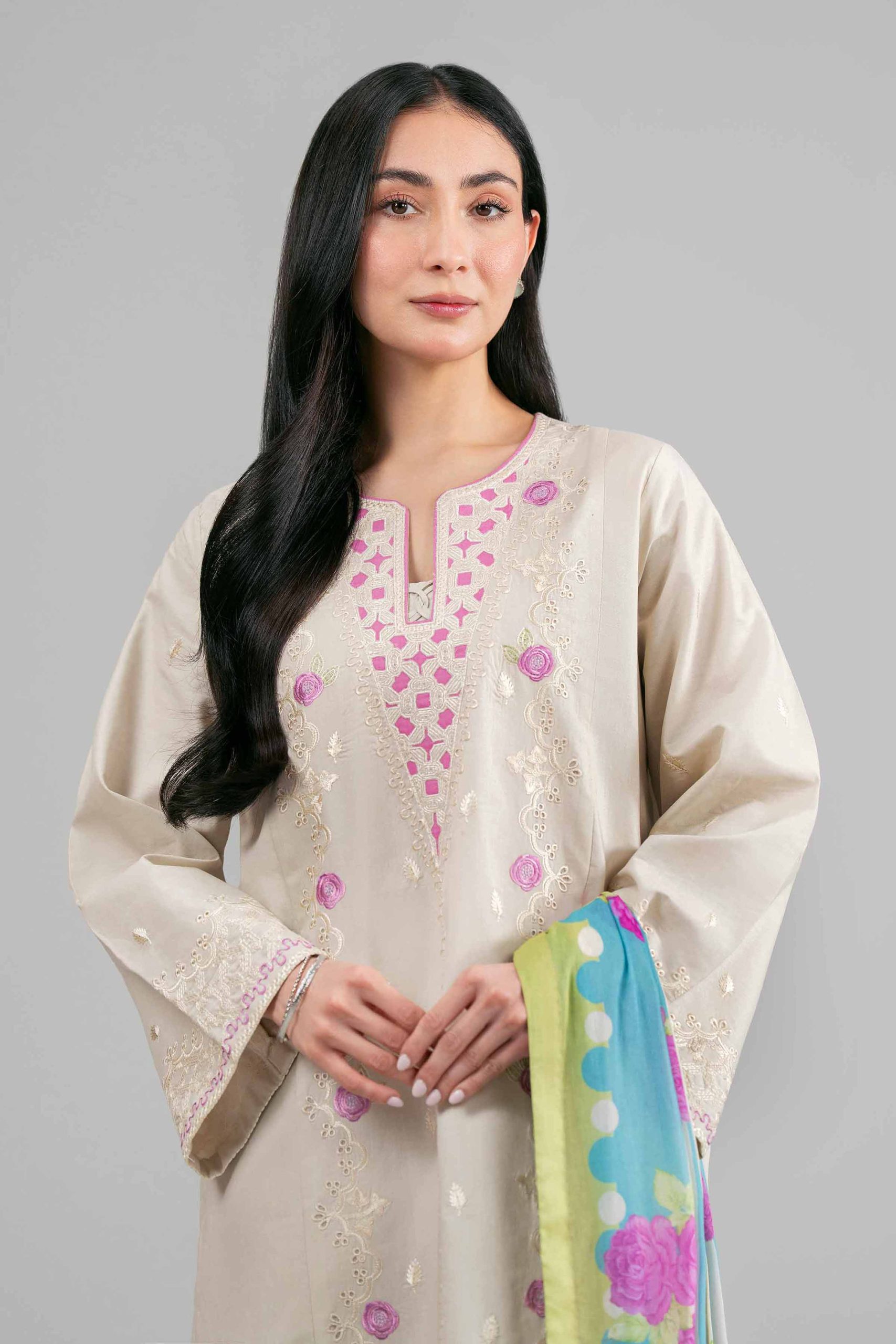 3 Piece - Printed Embroidered Suit - 42601543 - Image 2